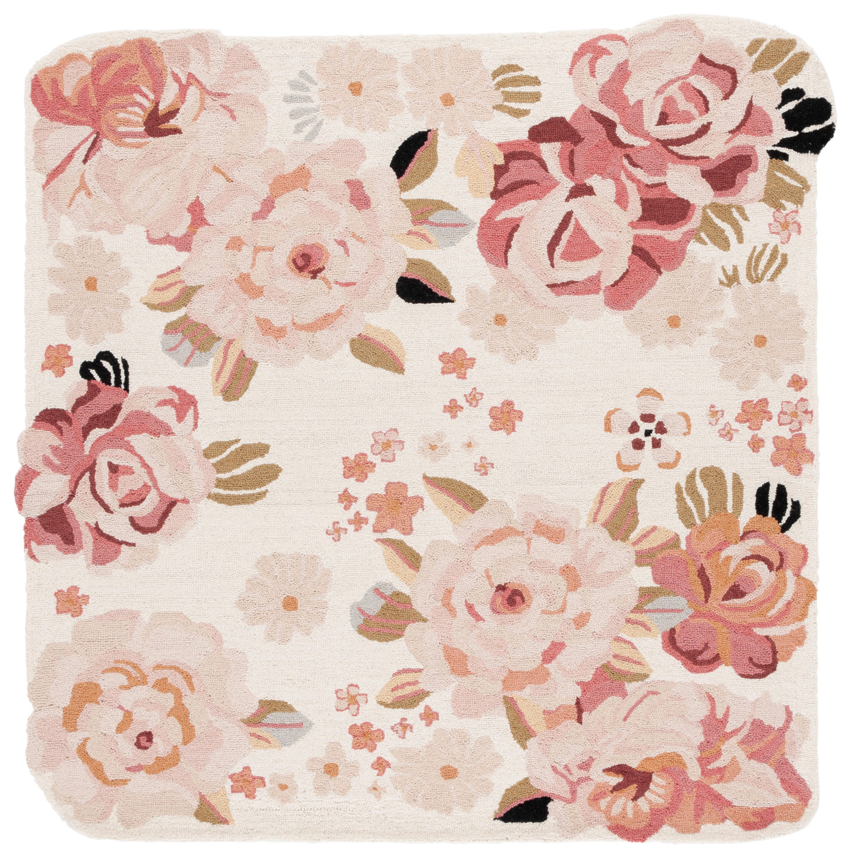 Safavieh Jardin Collection Resie 6' x 6' Square Rug, Ivory/Pink, large