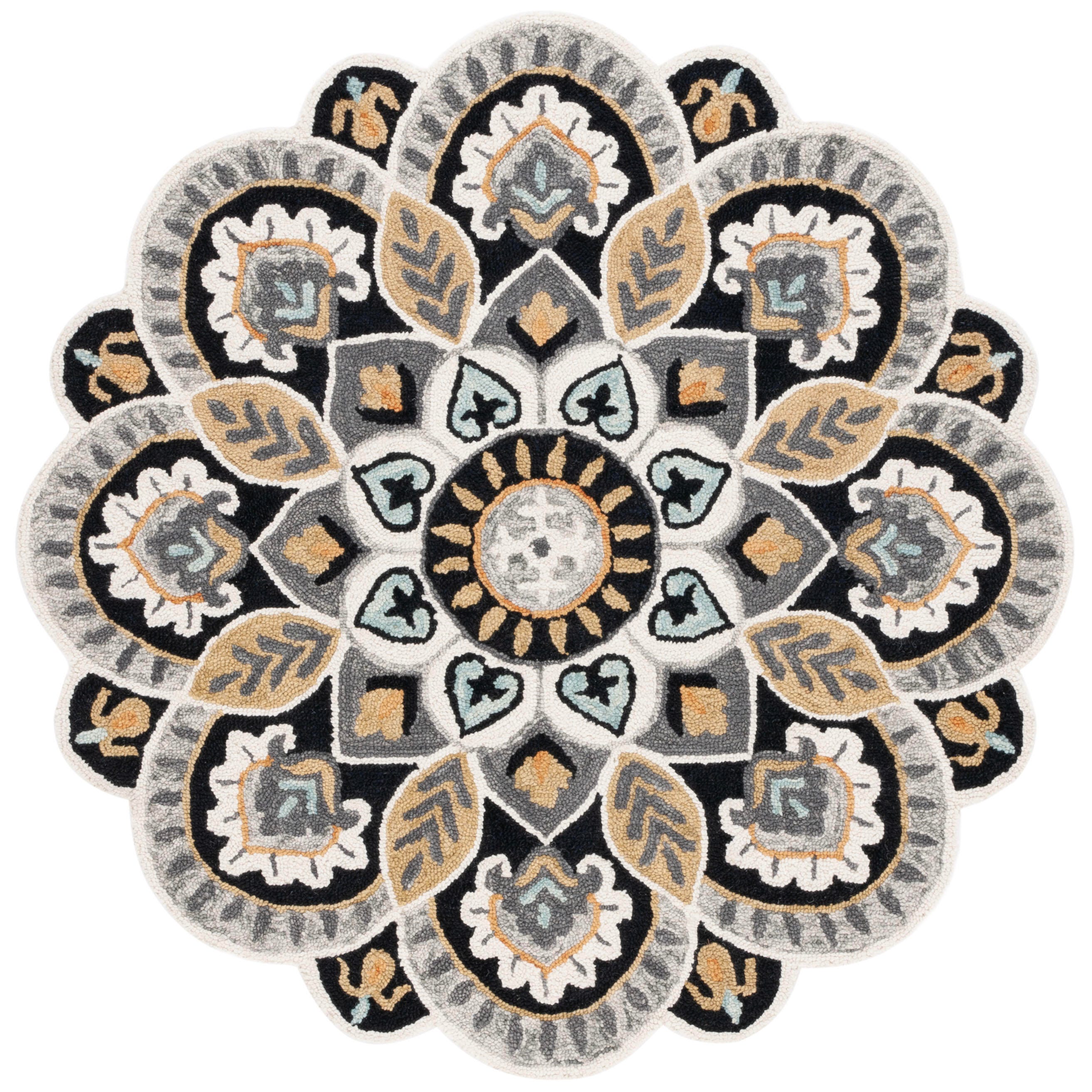 Safavieh Novelty Collection Urtza 10' x 10' Round Rug, Ivory/Black, large