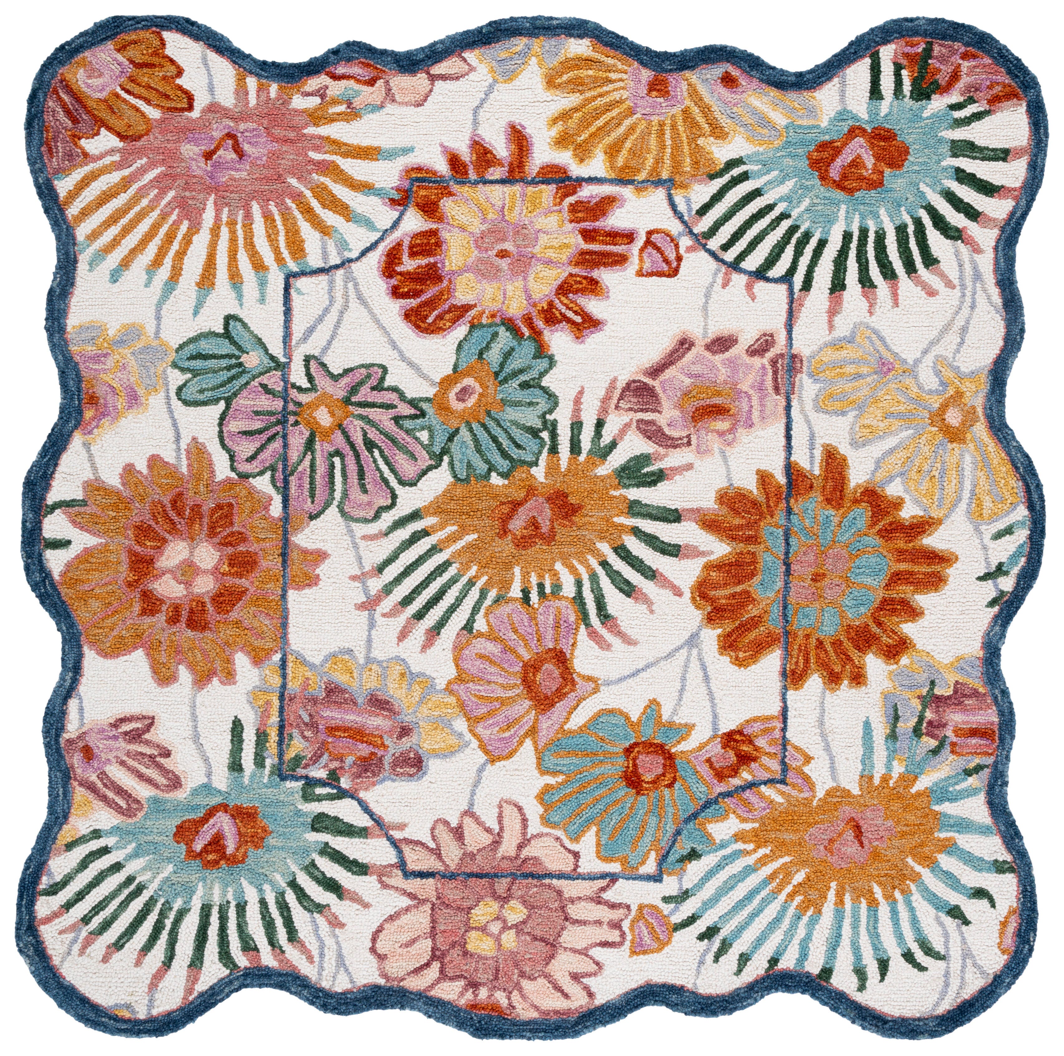 Safavieh Jardin Collection Fadya 6' x 6' Square Rug, Ivory/Rust, large