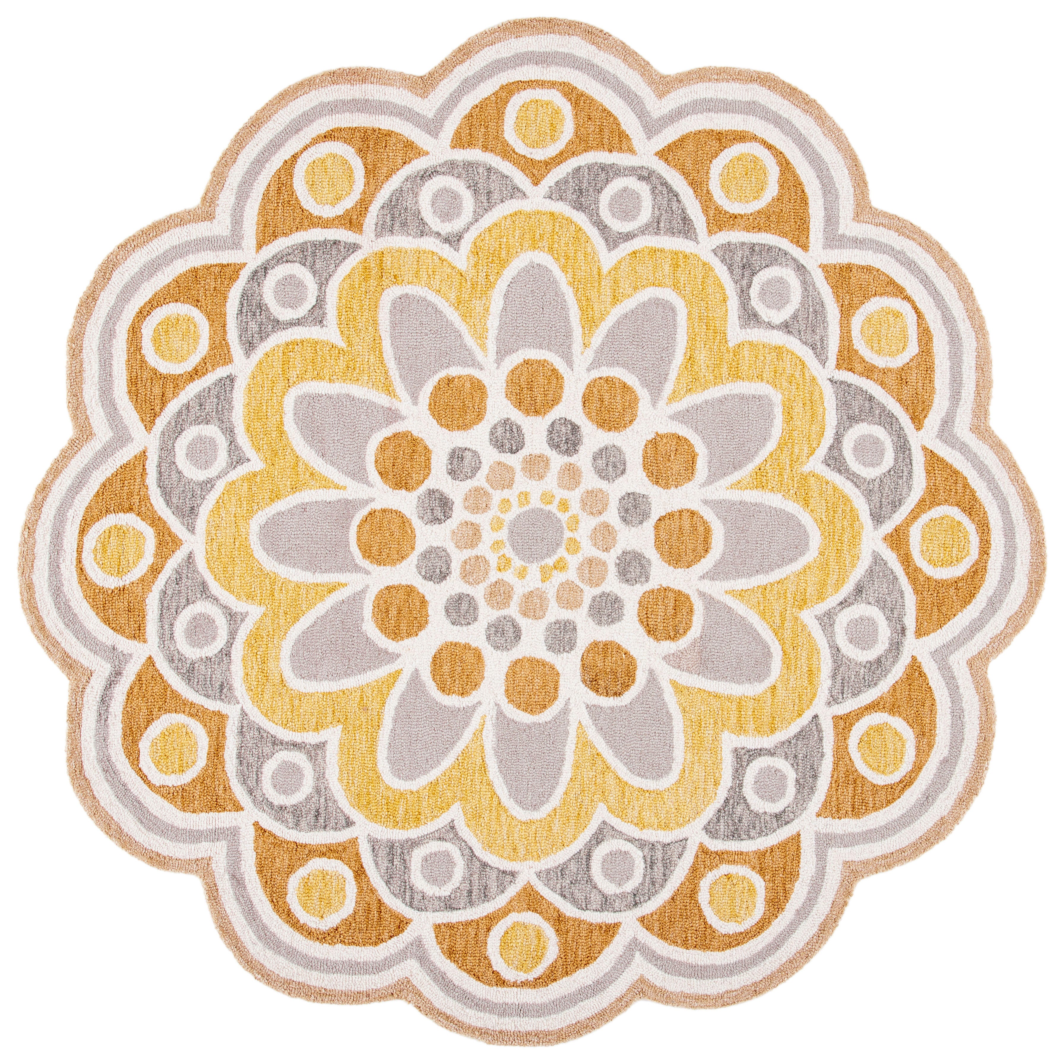 Safavieh Novelty Collection Nidhi 4' x 4' Round Rug, Gray/Gold, large