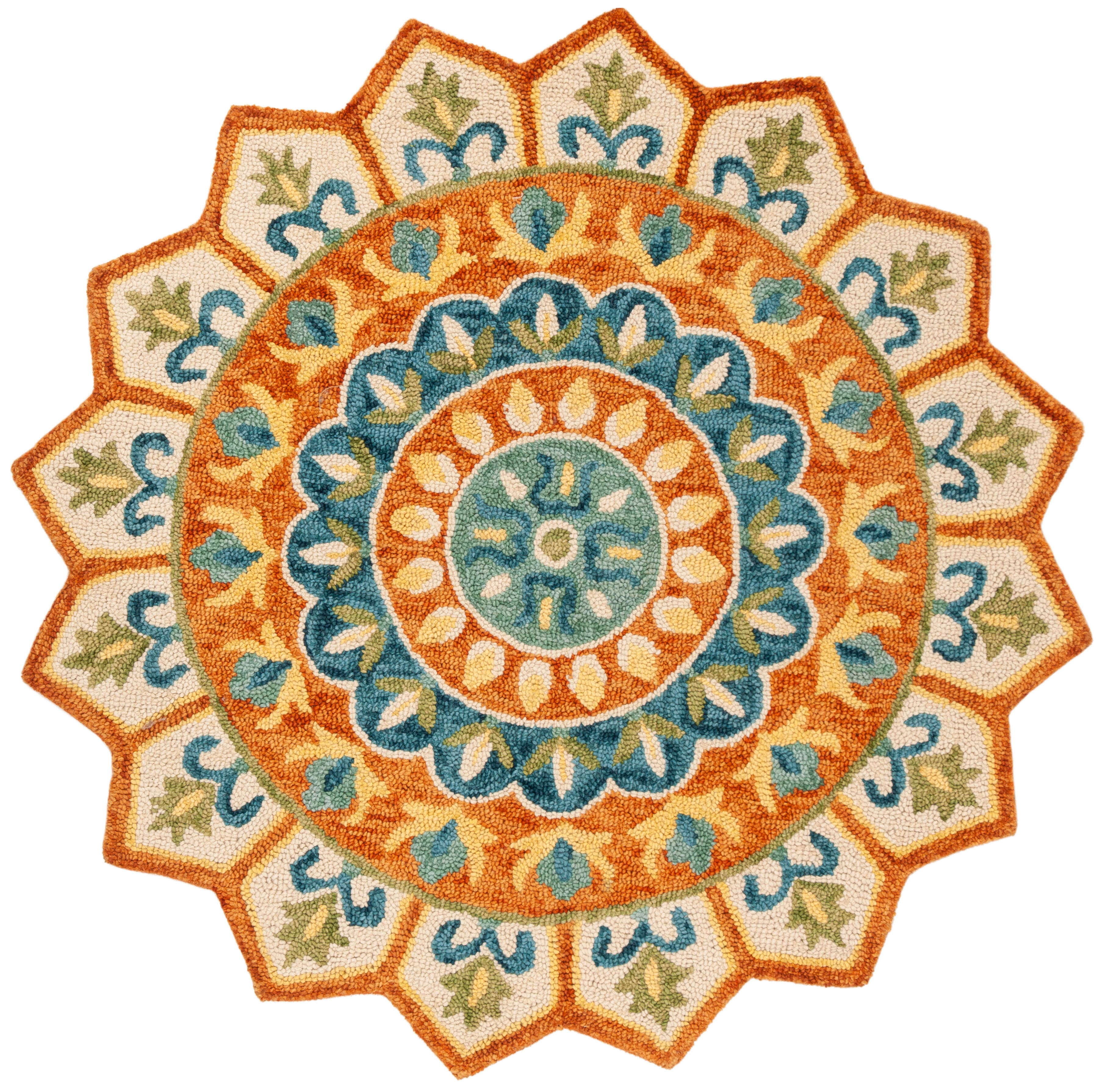 Safavieh Novelty Collection Fatma 3' x 3' Round Rug, Rust/Ivory, large