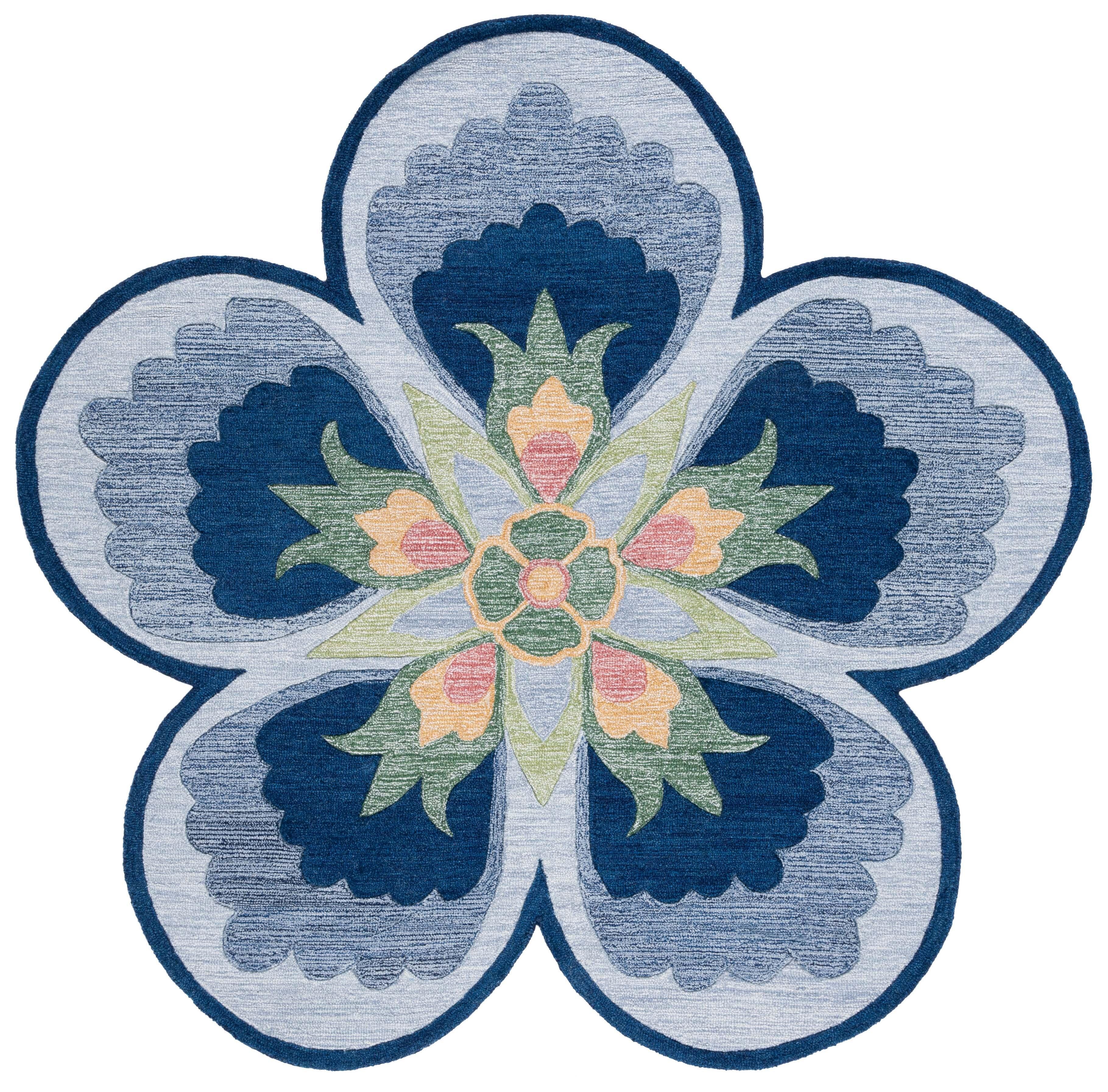 Safavieh Novelty Collection Nadirah 5' x 5' Round Rug, Blue/Gray, large
