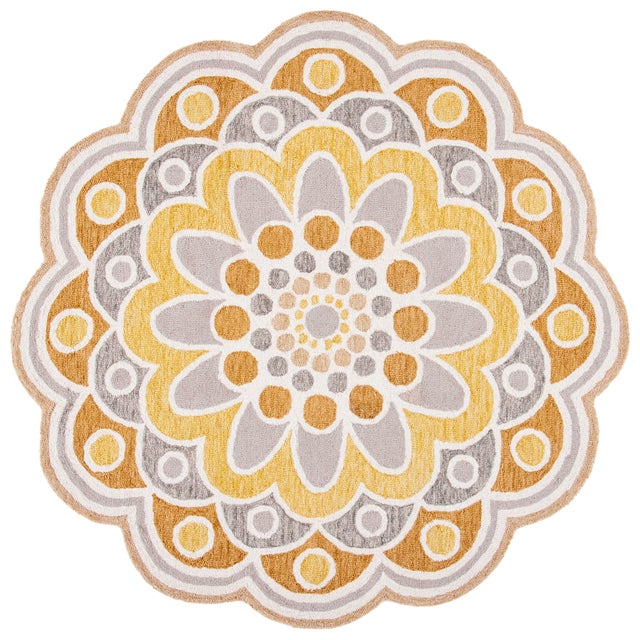 Safavieh Novelty Collection Nidhi 3' x 3' Round Rug, Gray/Gold