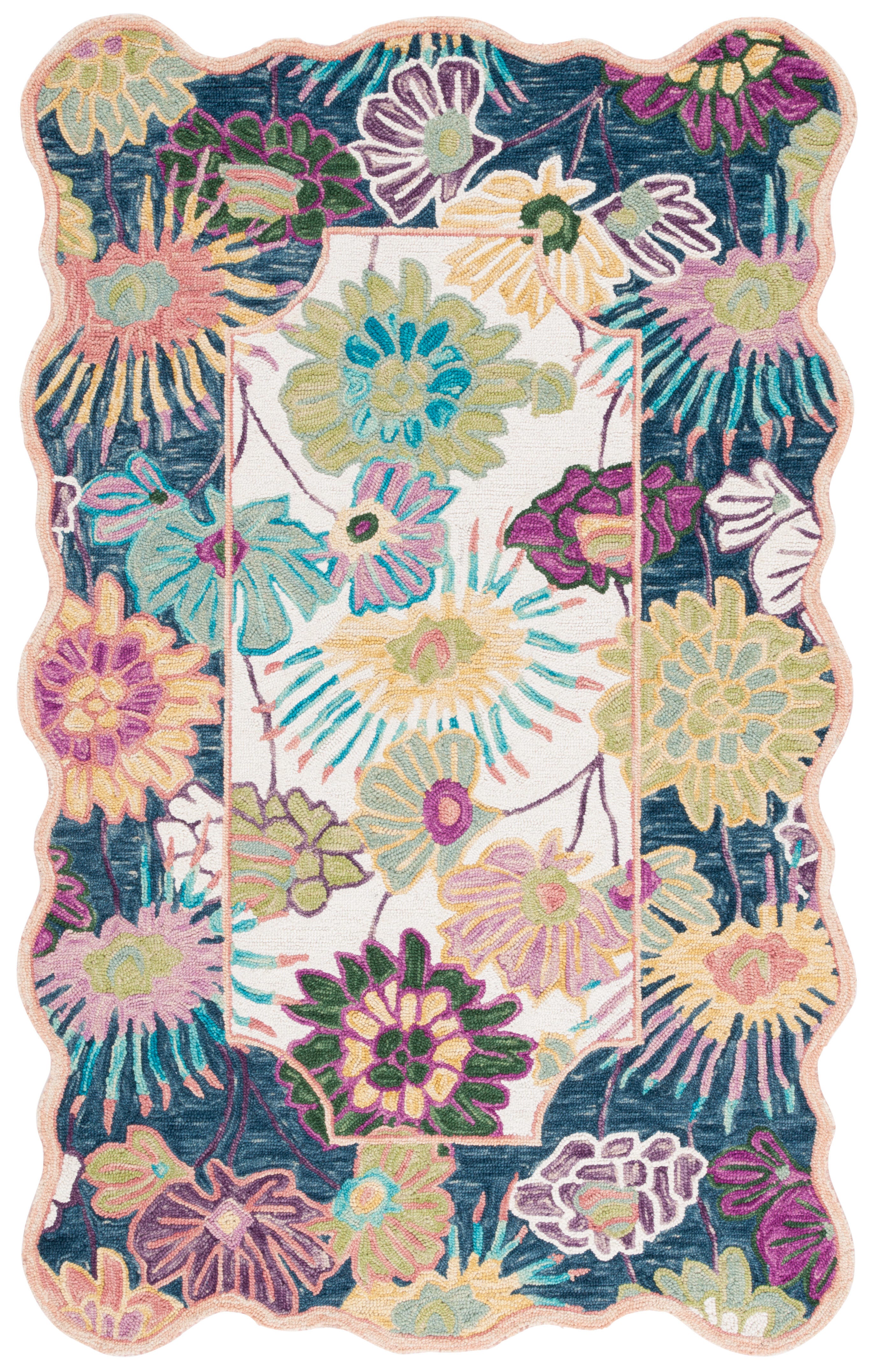 Safavieh Jardin Collection Fadya 4' x 6' Area Rug, Navy/Ivory, large