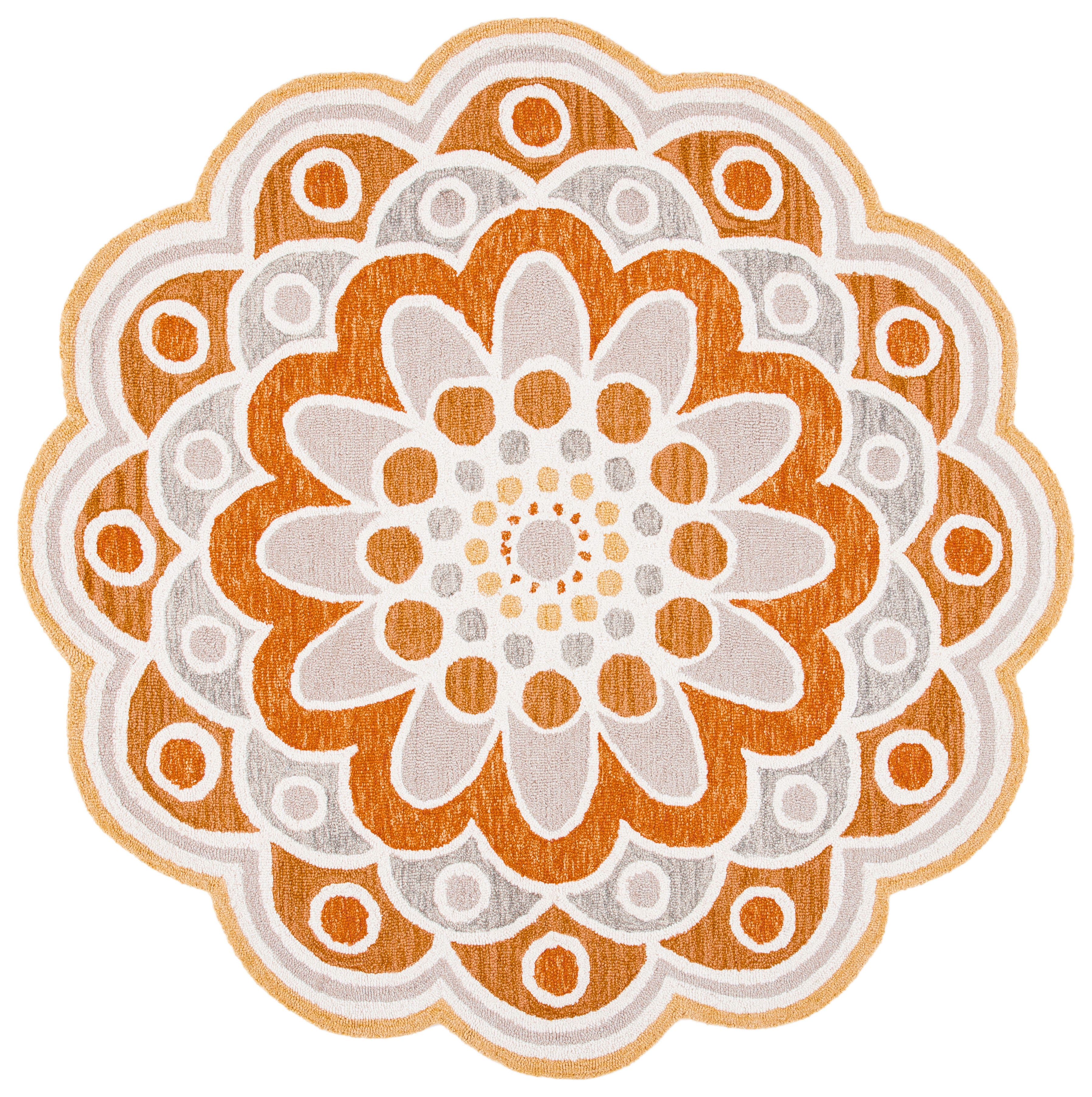 Safavieh Novelty Collection Nidhi 4' x 4' Round Rug, Gray/Rust, large