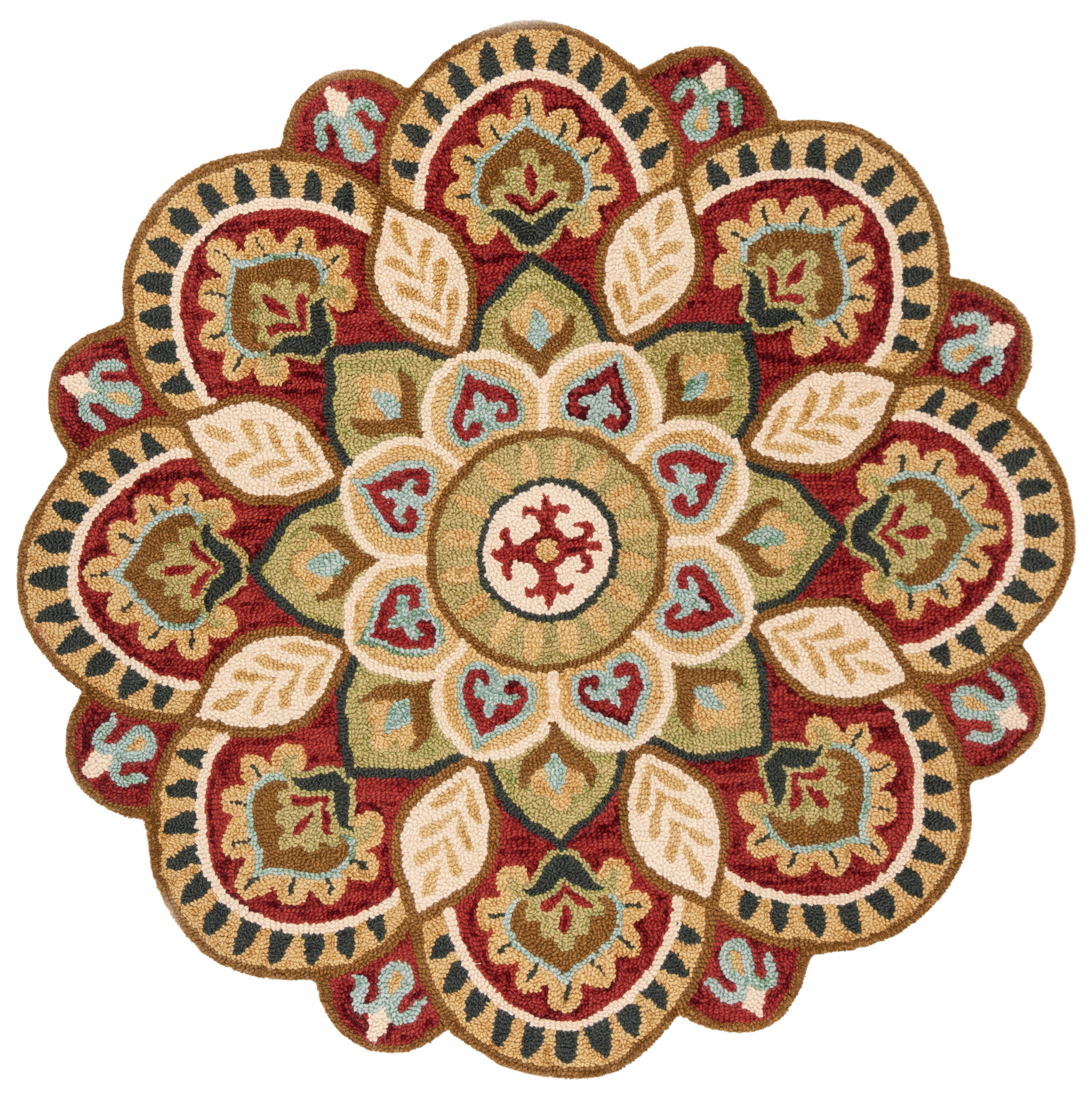 Safavieh Novelty Collection Urtza 8' x 8' Round Rug, Red/Taupe, large