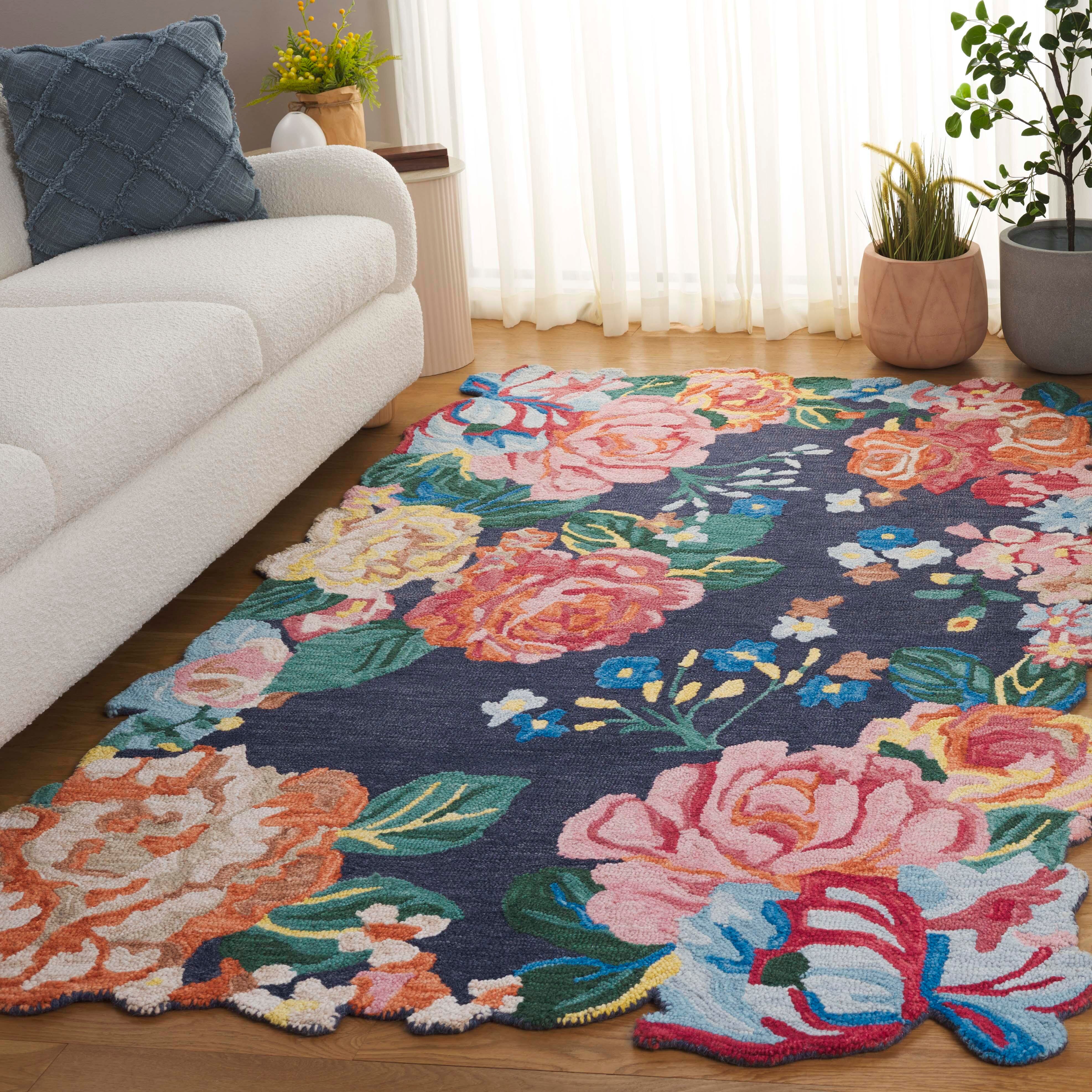 Safavieh Jardin Collection Cassilda 8' x 10' Area Rug, Navy/Pink, rollover