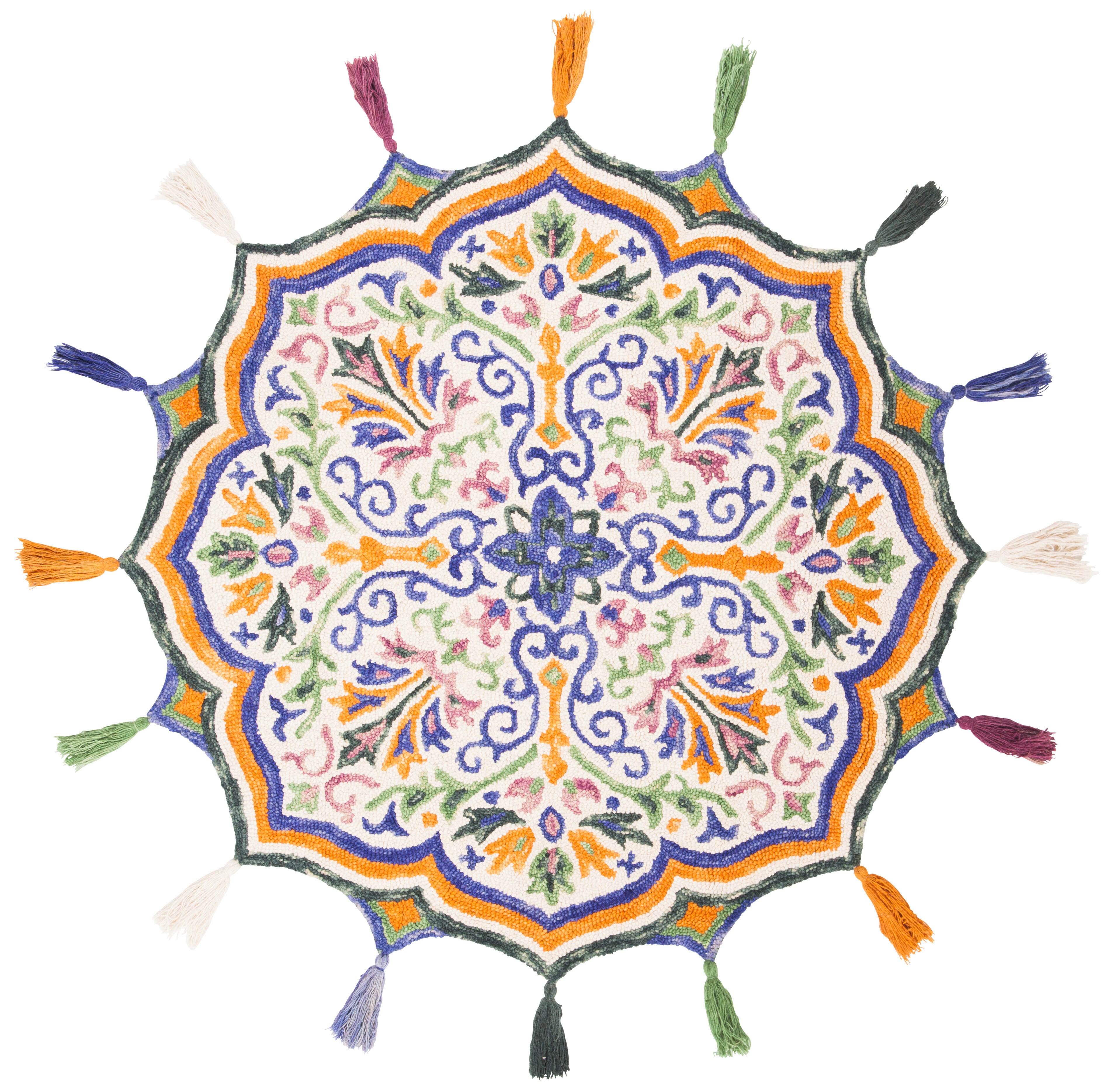 Safavieh Novelty Collection Naemi 5' x 5' Round Rug, Cream/Green, large