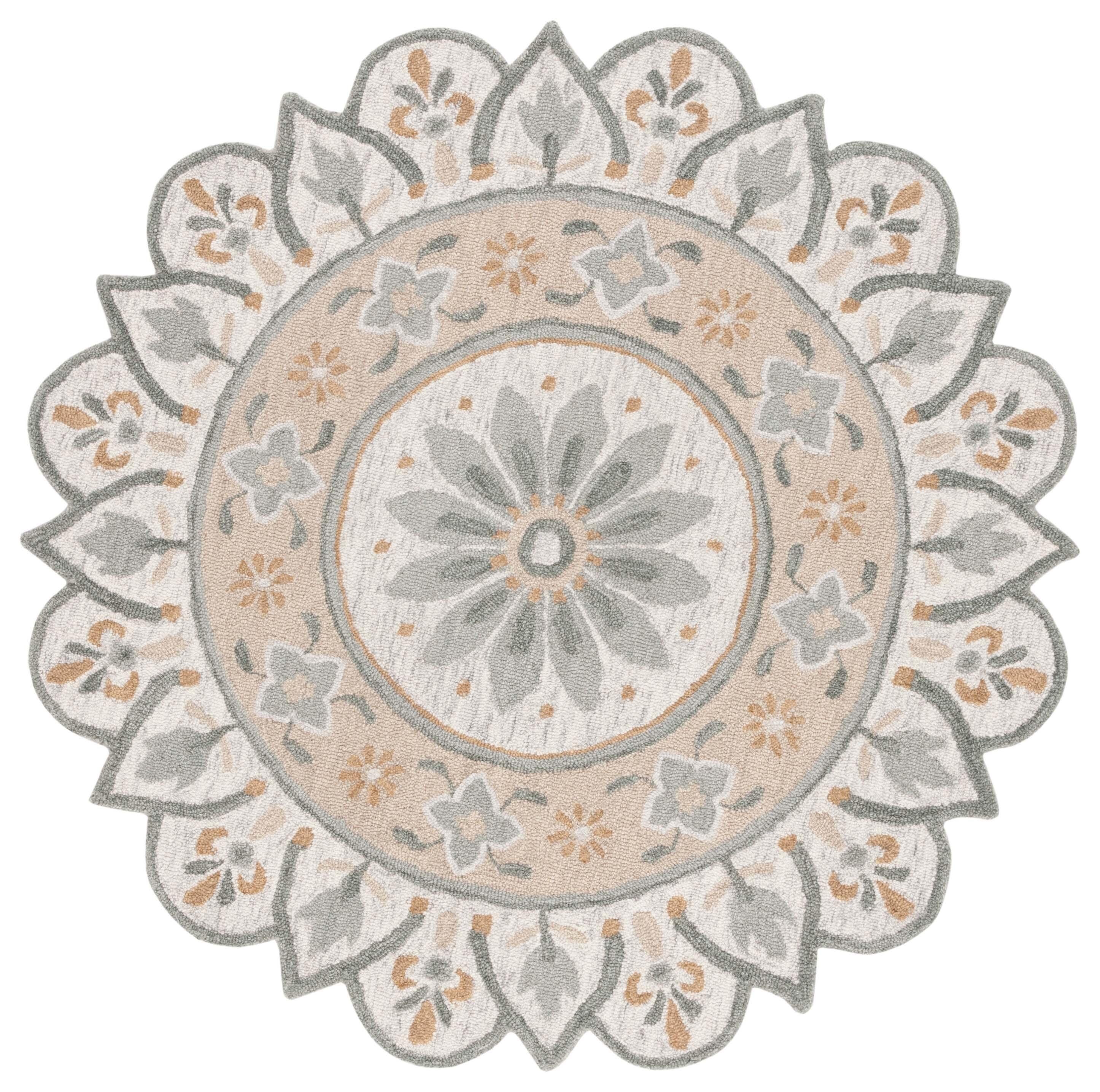 Safavieh Novelty Collection Ikuyo 5' x 5' Round Rug, Beige/Ivory, large