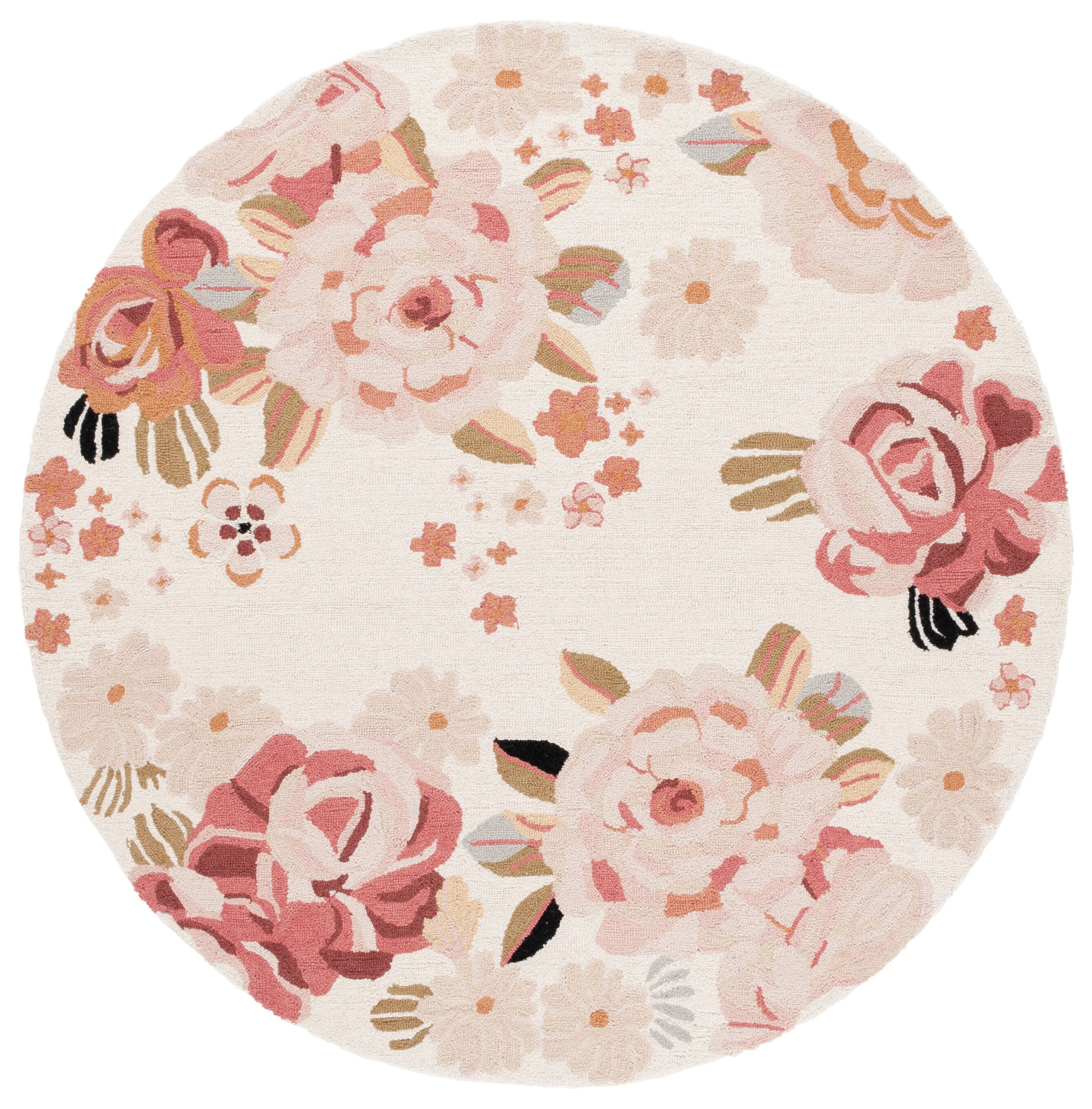 Safavieh Jardin Collection Resie 6' x 6' Round Rug, Ivory/Pink, large