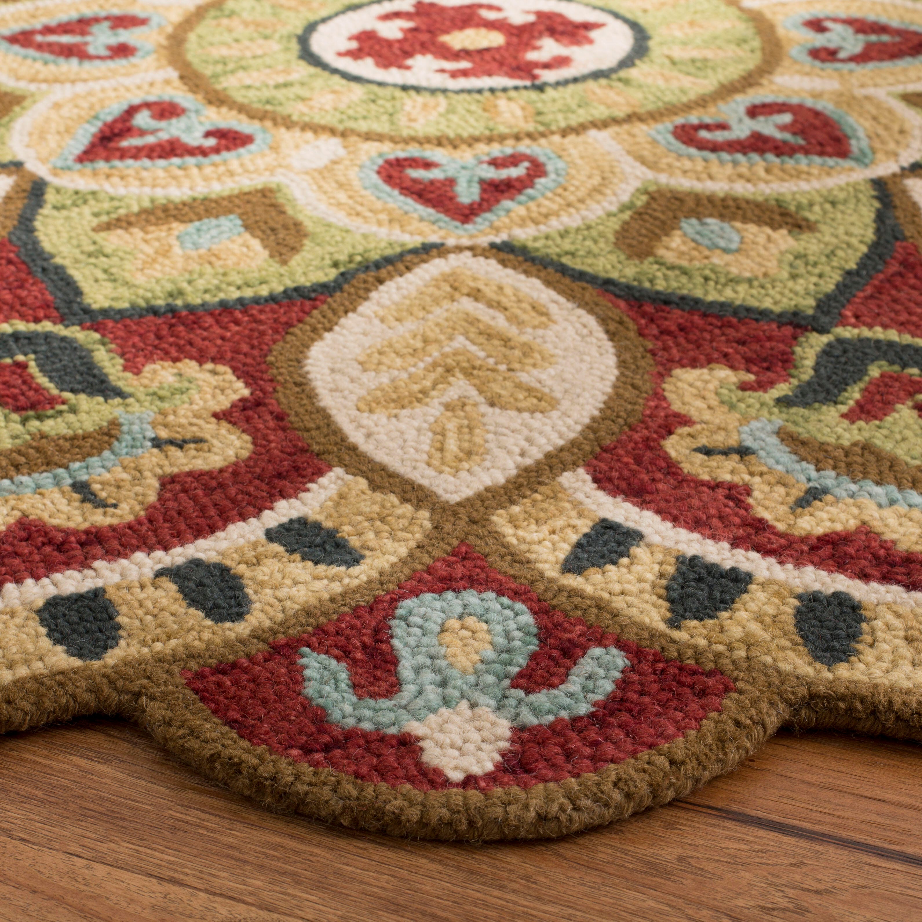 Safavieh Novelty Collection Urtza 6' x 6' Round Rug, Red/Taupe, large