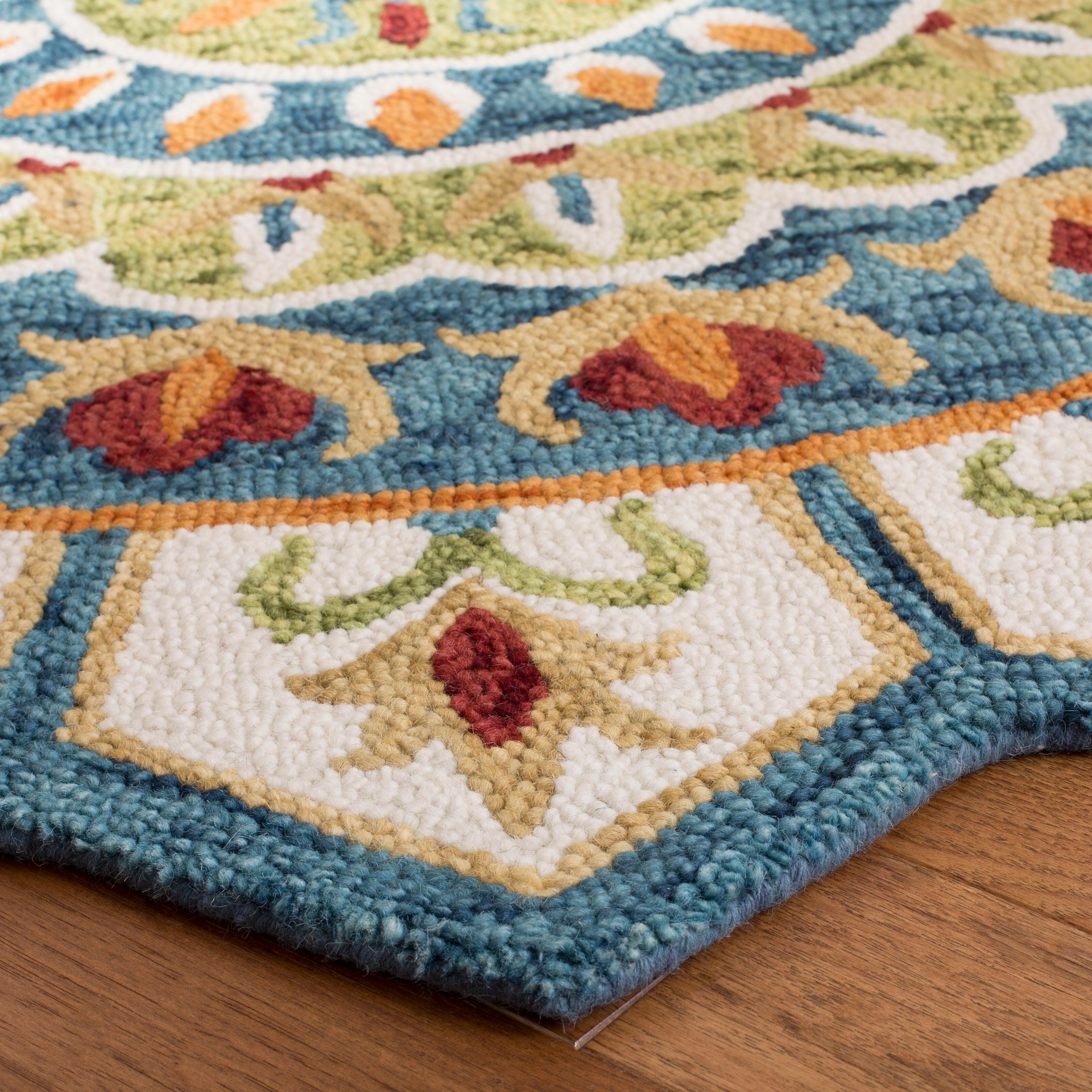 Safavieh Novelty Collection Fatma 4' x 4' Round Rug, Ivory/Blue, large