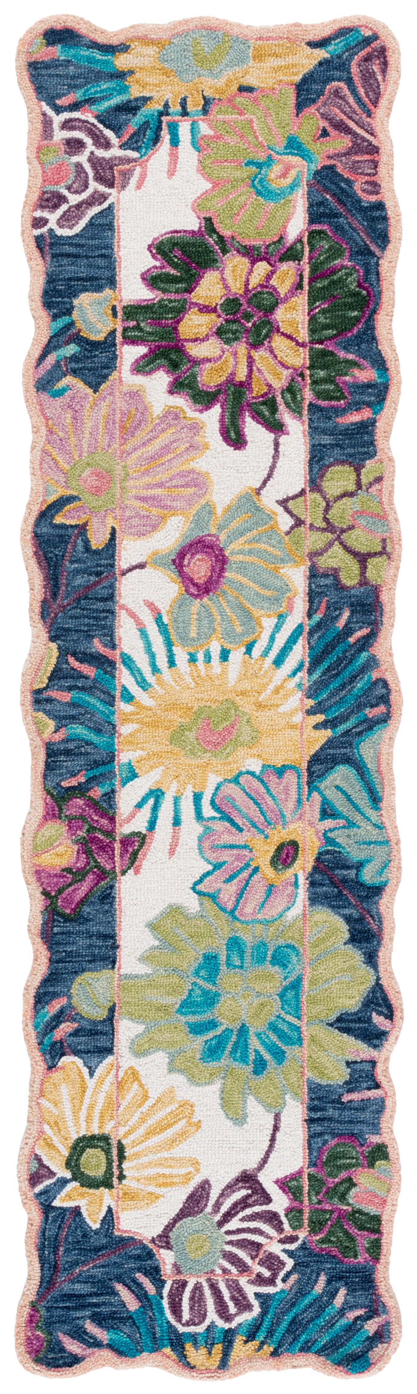 Safavieh Jardin Collection Fadya 2'3" x 8' Runner Rug, Navy/Ivory, large