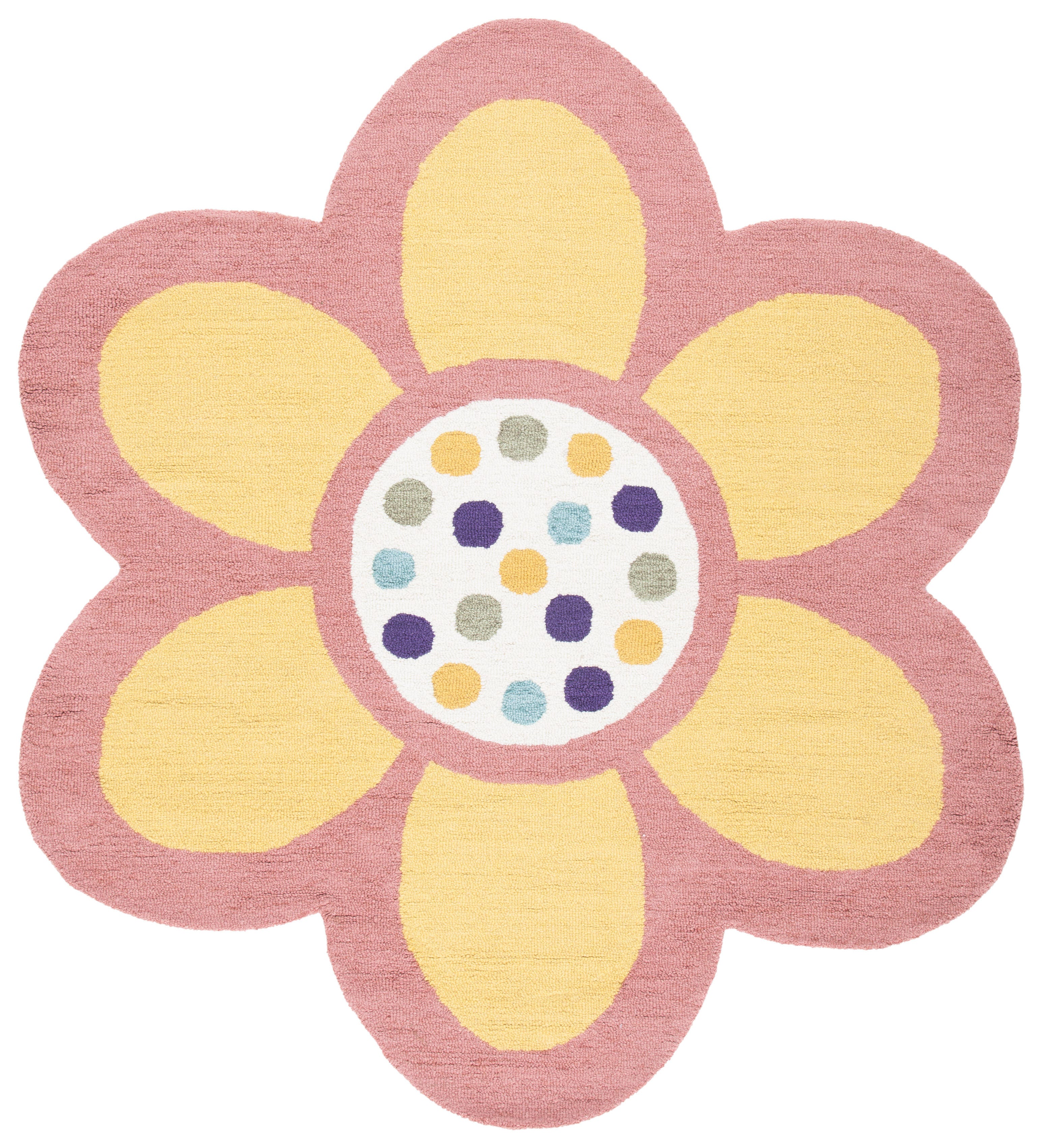 Safavieh Novelty Collection Franziska 4' x 4' Round Rug, Pink/Yellow, large