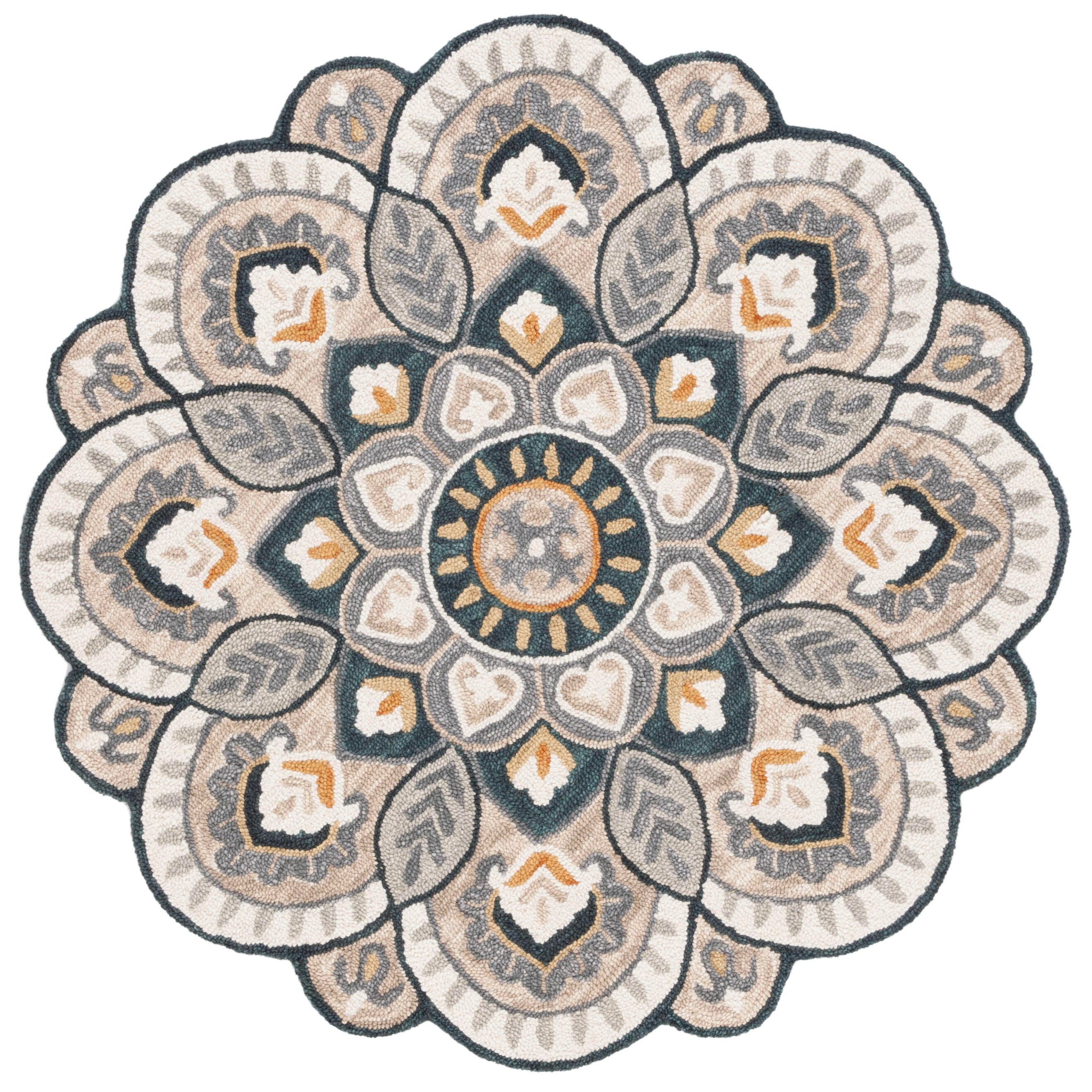 Safavieh Novelty Collection Urtza 9' x 9' Round Rug, Beige/Navy, large