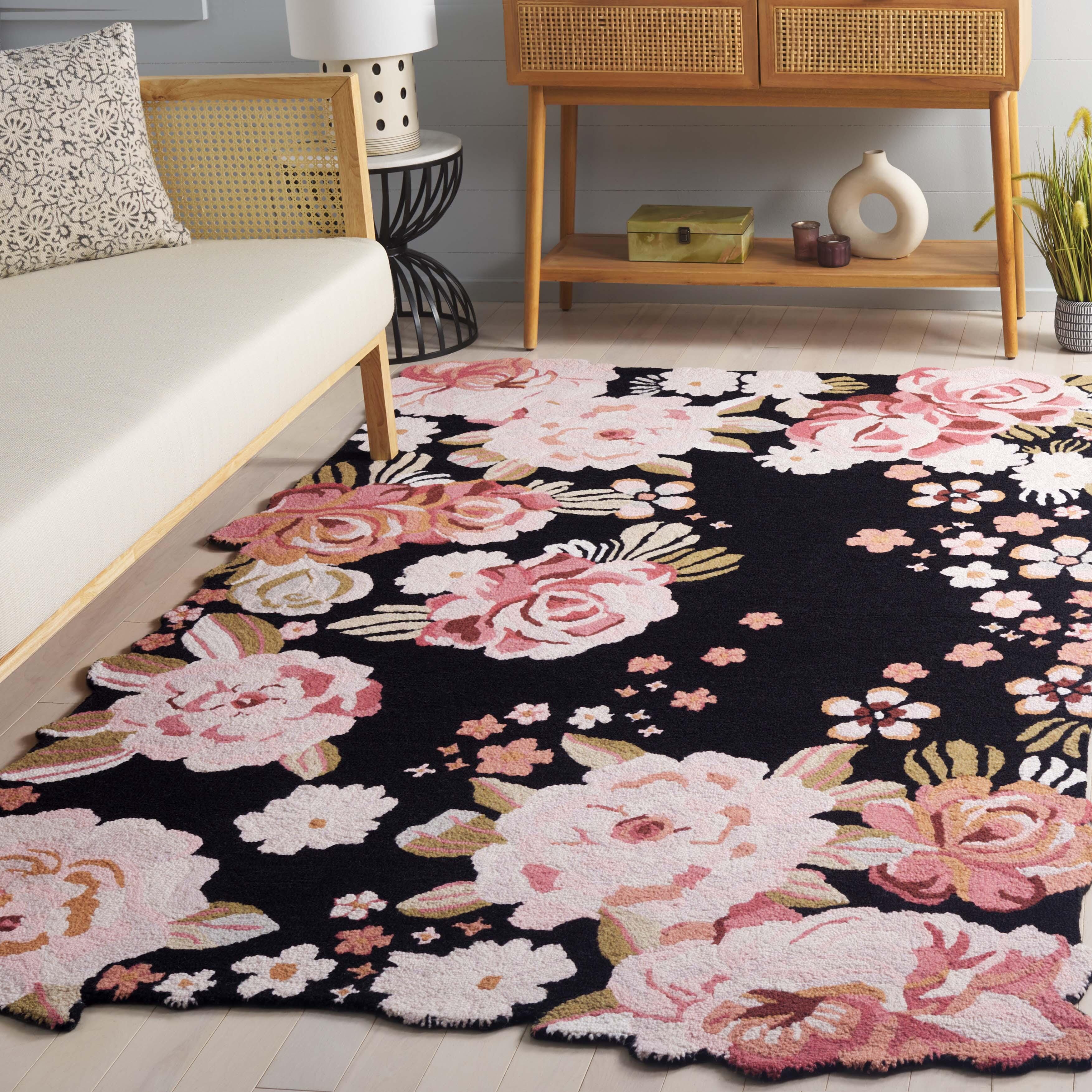 Safavieh Jardin Collection Resie 3' x 5' Area Rug, Black/Pink, rollover