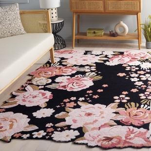 Safavieh Jardin Collection Resie 3' x 5' Area Rug, Black/Pink, rollover