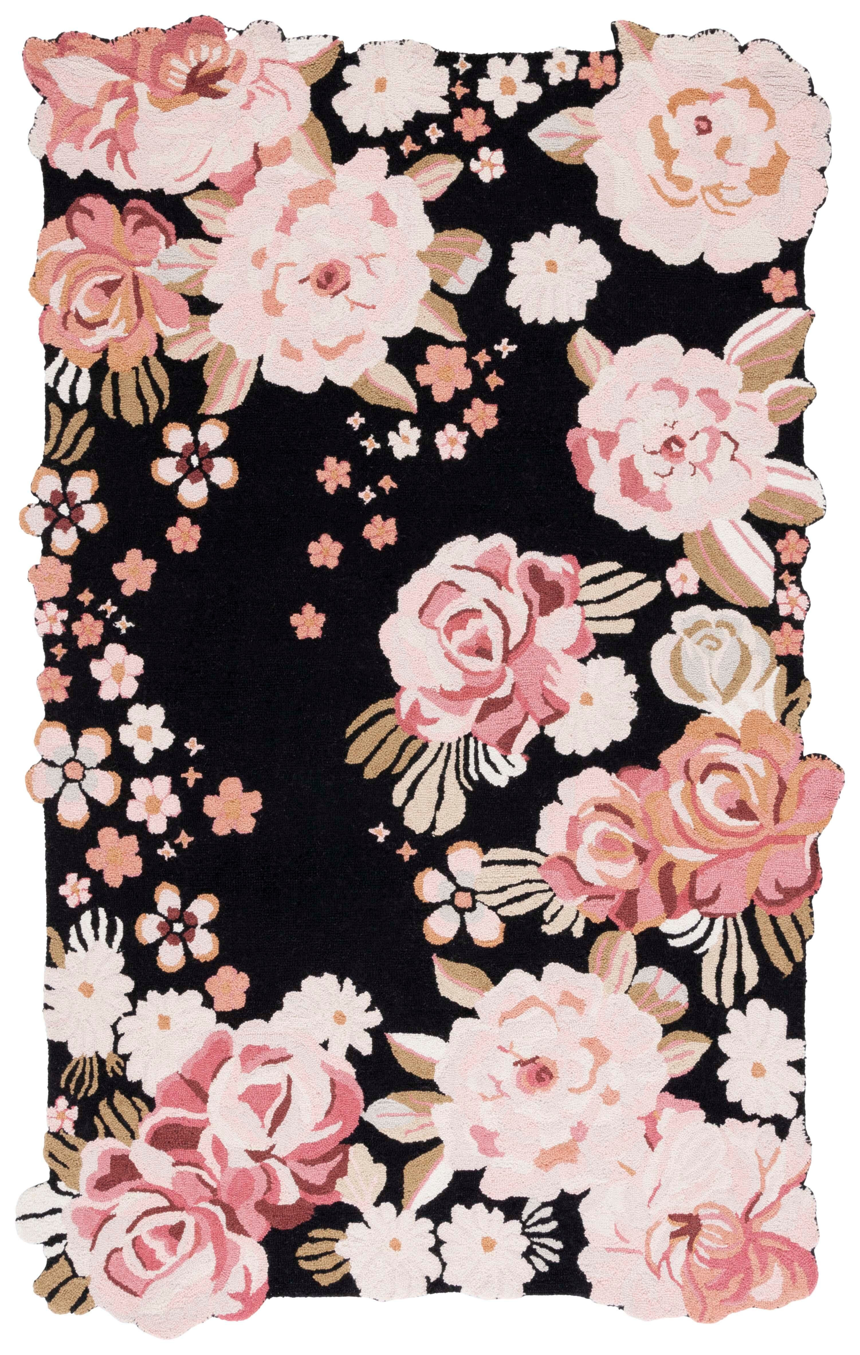 Safavieh Jardin Collection Resie 3' x 5' Area Rug, Black/Pink, large