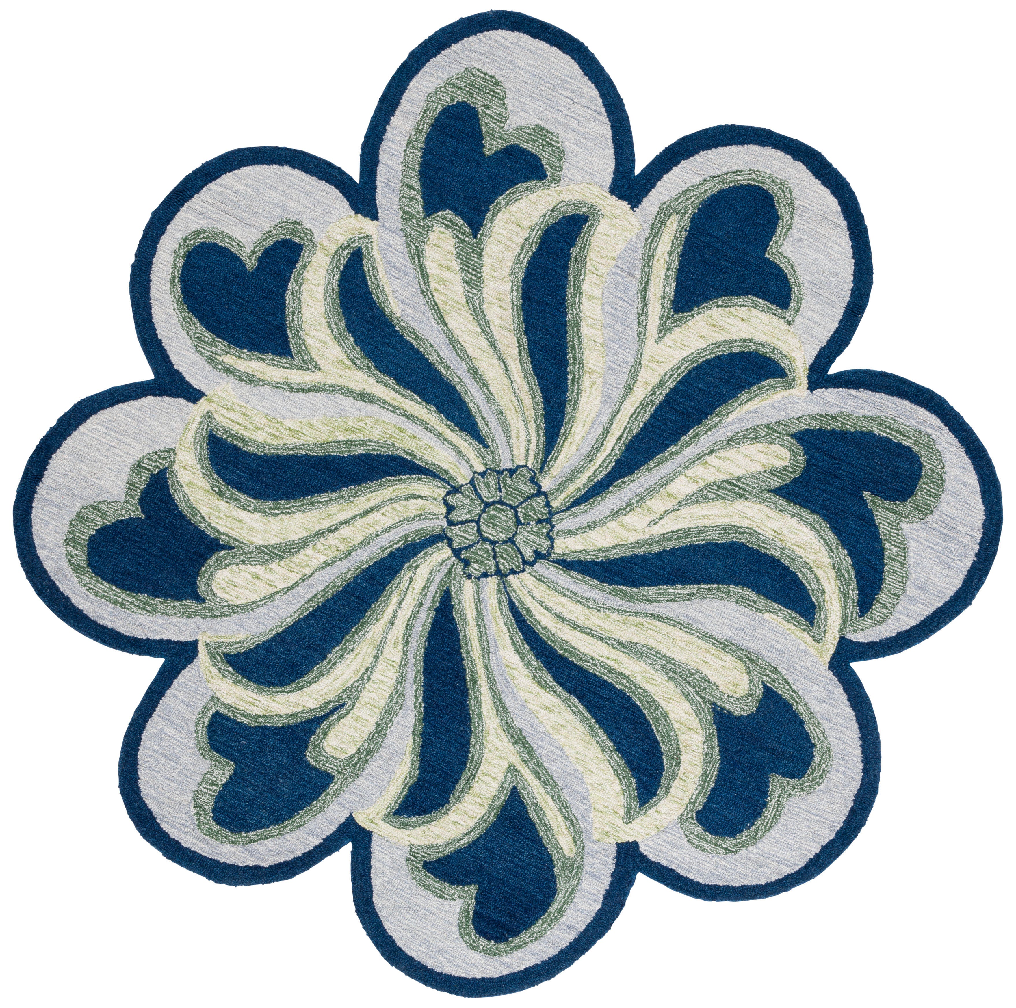 Safavieh Novelty Collection Damira 4' x 4' Round Rug, Navy/Green, large