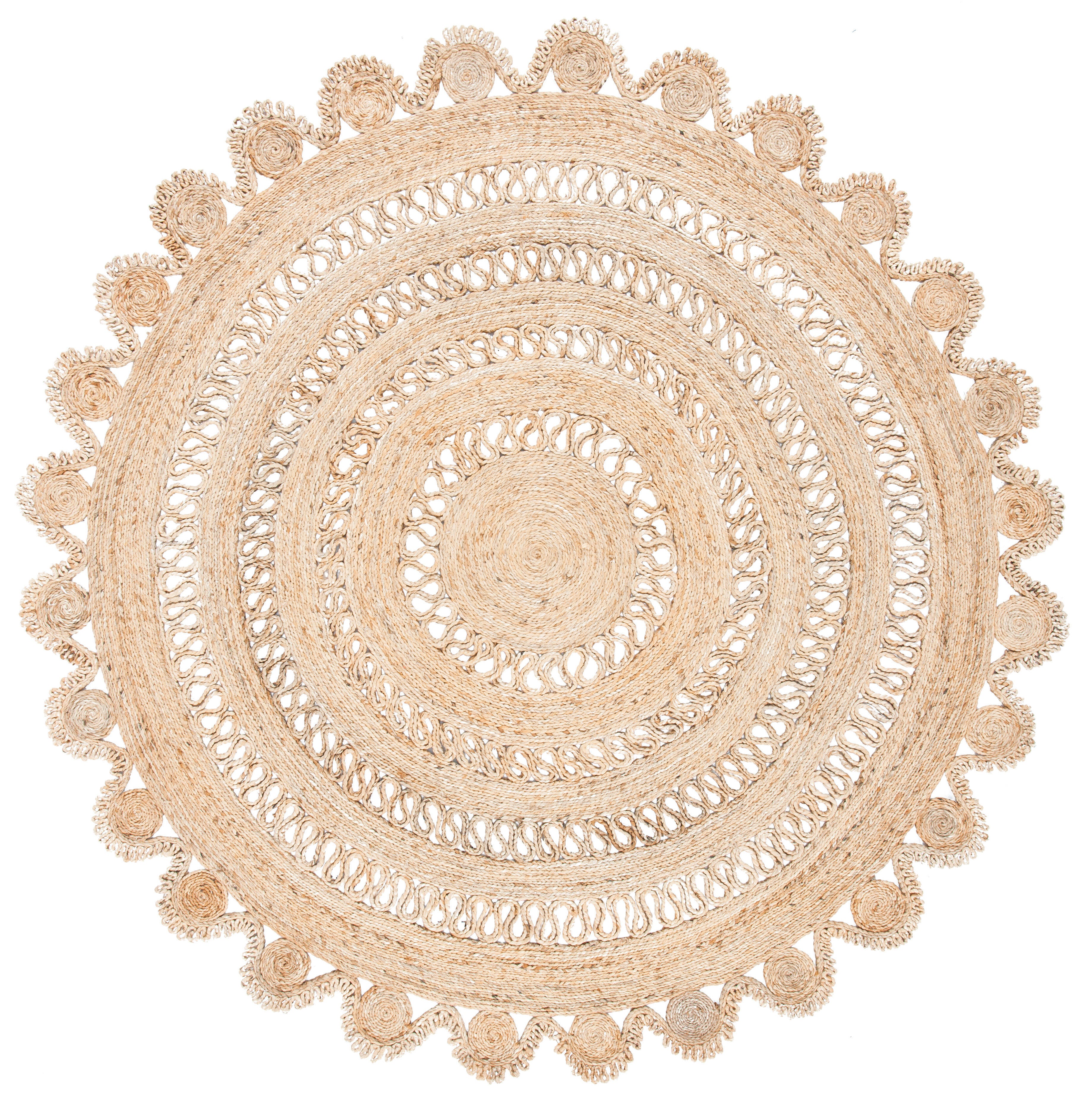 Safavieh Natural Fiber Collection Kyeung 9' x 9' Round Rug, Natural, large