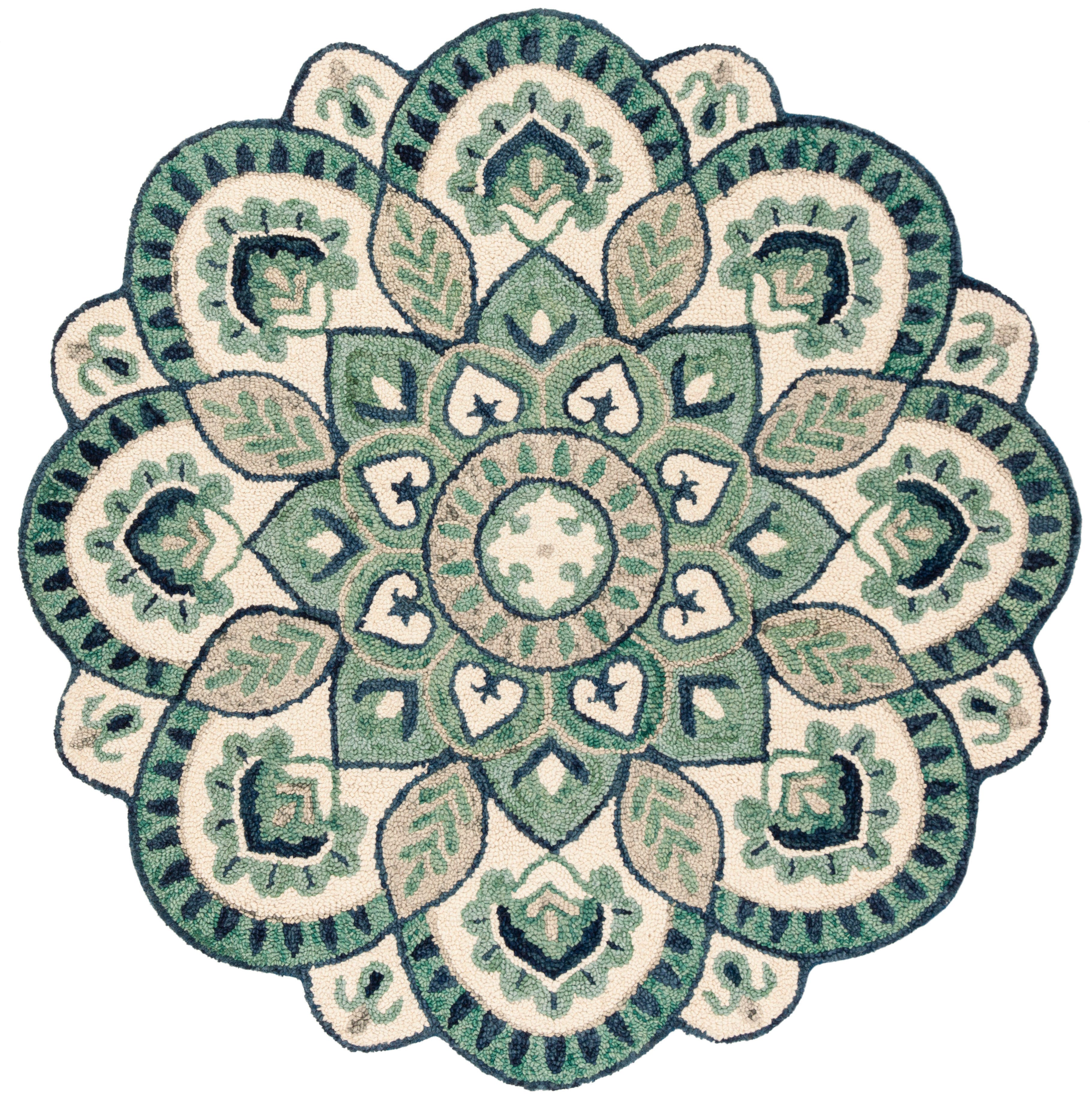 Safavieh Novelty Collection Urtza 4' x 4' Round Rug, Ivory/Blue, large