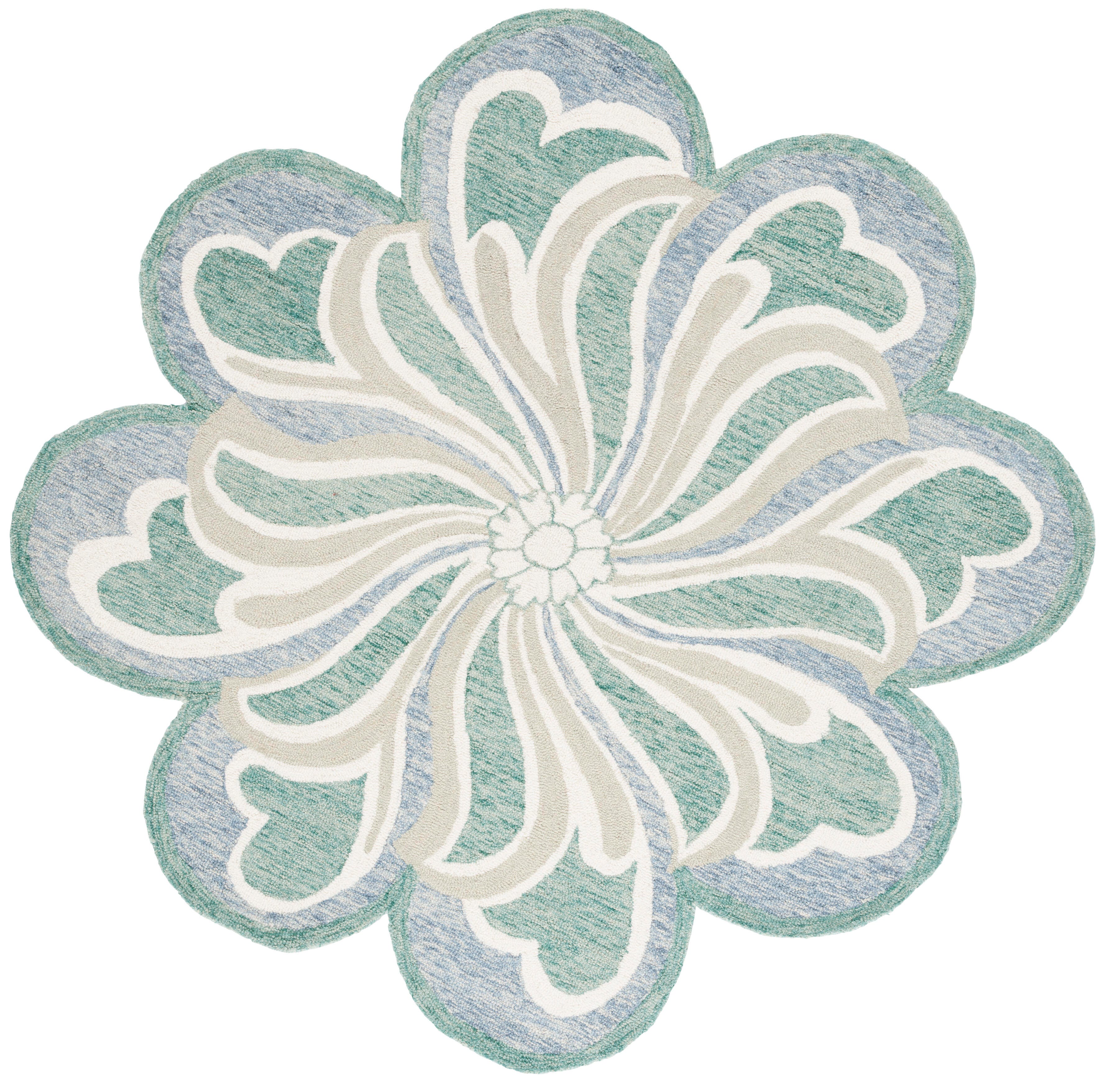 Safavieh Novelty Collection Damira 4' x 4' Round Rug, Gray/Green, large