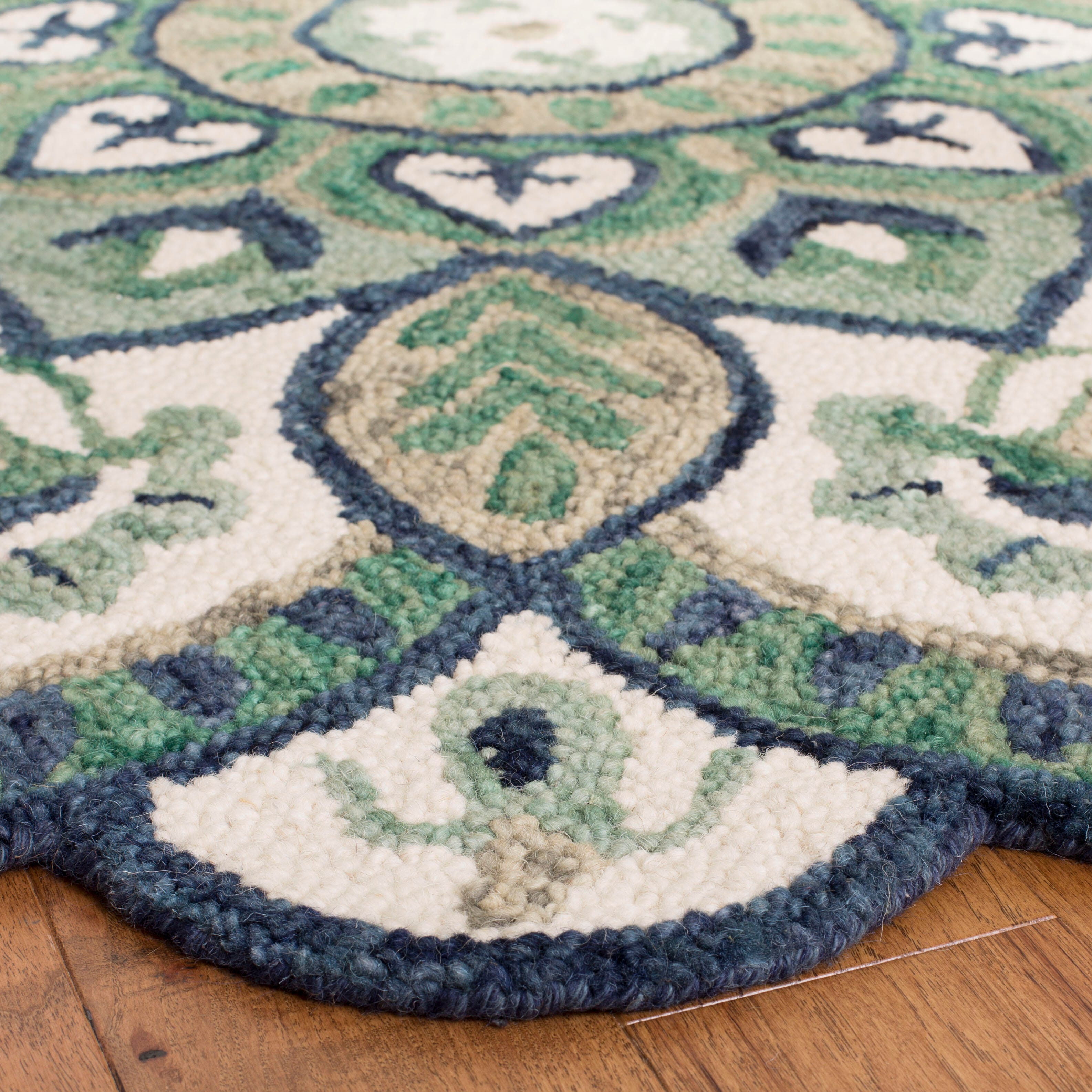 Safavieh Novelty Collection Urtza 3' x 3' Round Rug, Ivory/Blue, large