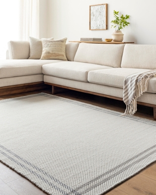 Livabliss Mardin Boarder 5' x 7'6" Area Rug, Light Gray, rollover