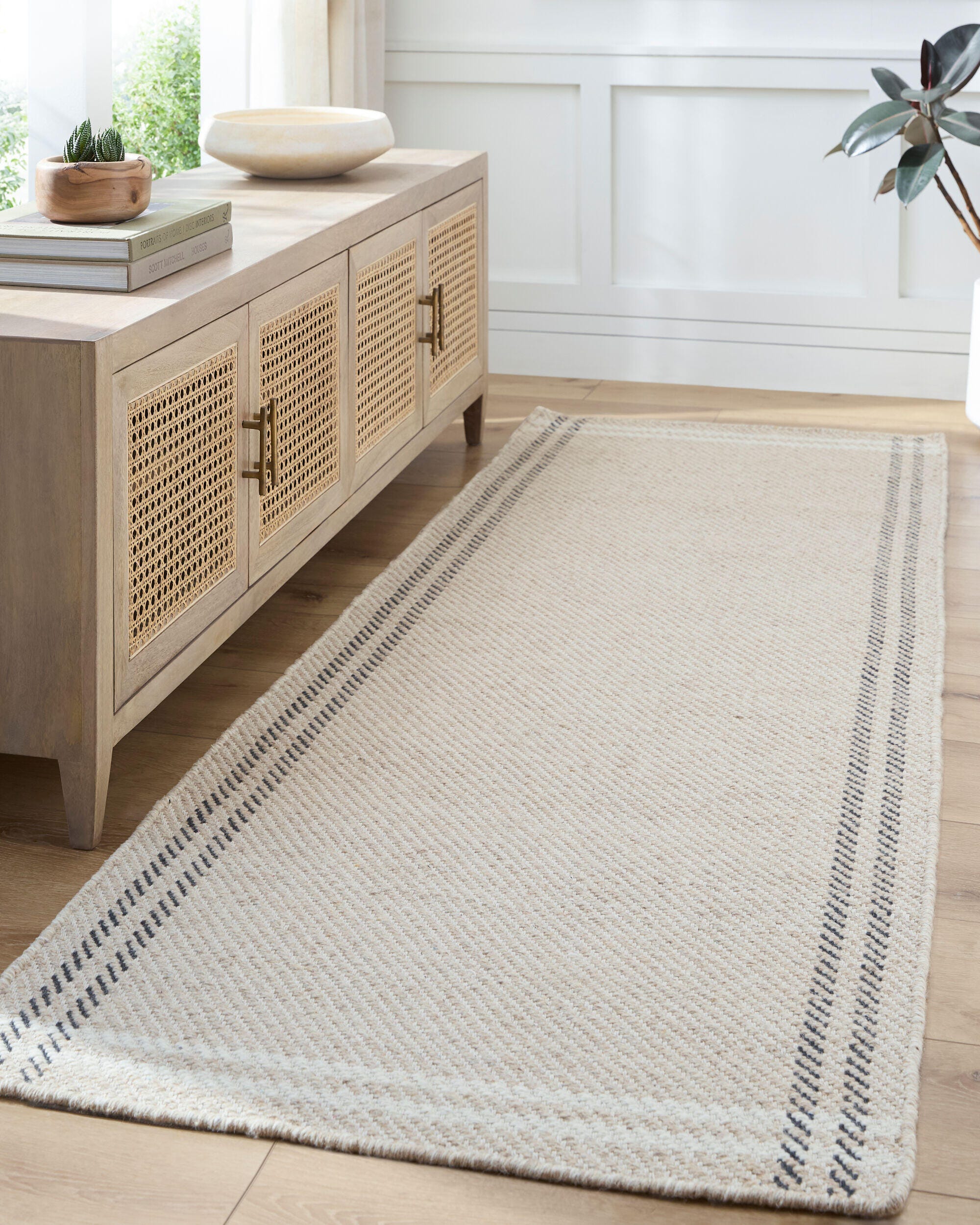 Livabliss Mardin Boarder 2'6" x 8' Area Rug, Light Beige/Ivory/Black, large