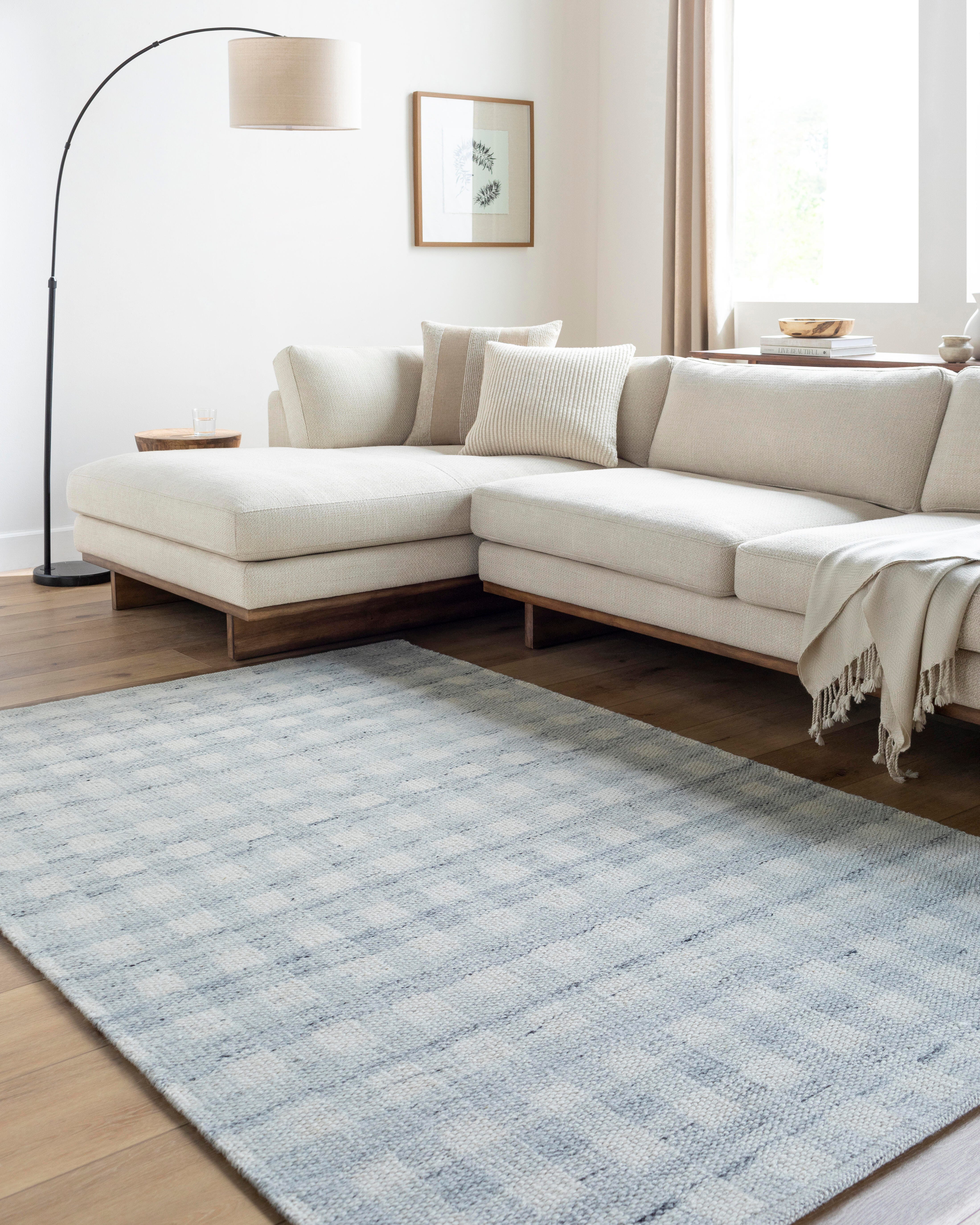 Livabliss Mardin Checkered 2' x 3' Area Rug, Ivory/Light Slate, rollover