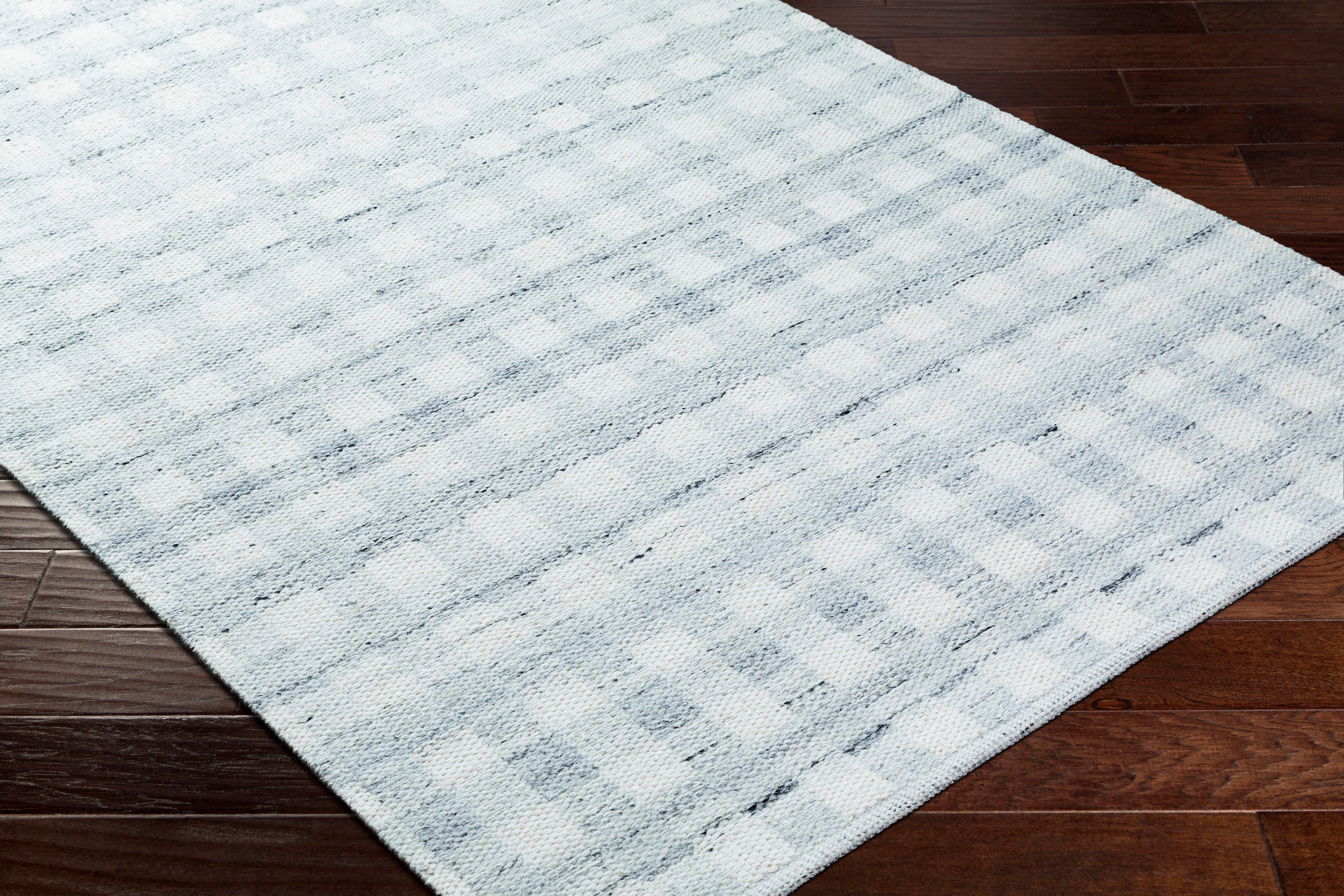 Livabliss Mardin Checkered 2'6" x 8' Area Rug, Ivory/Light Slate, large
