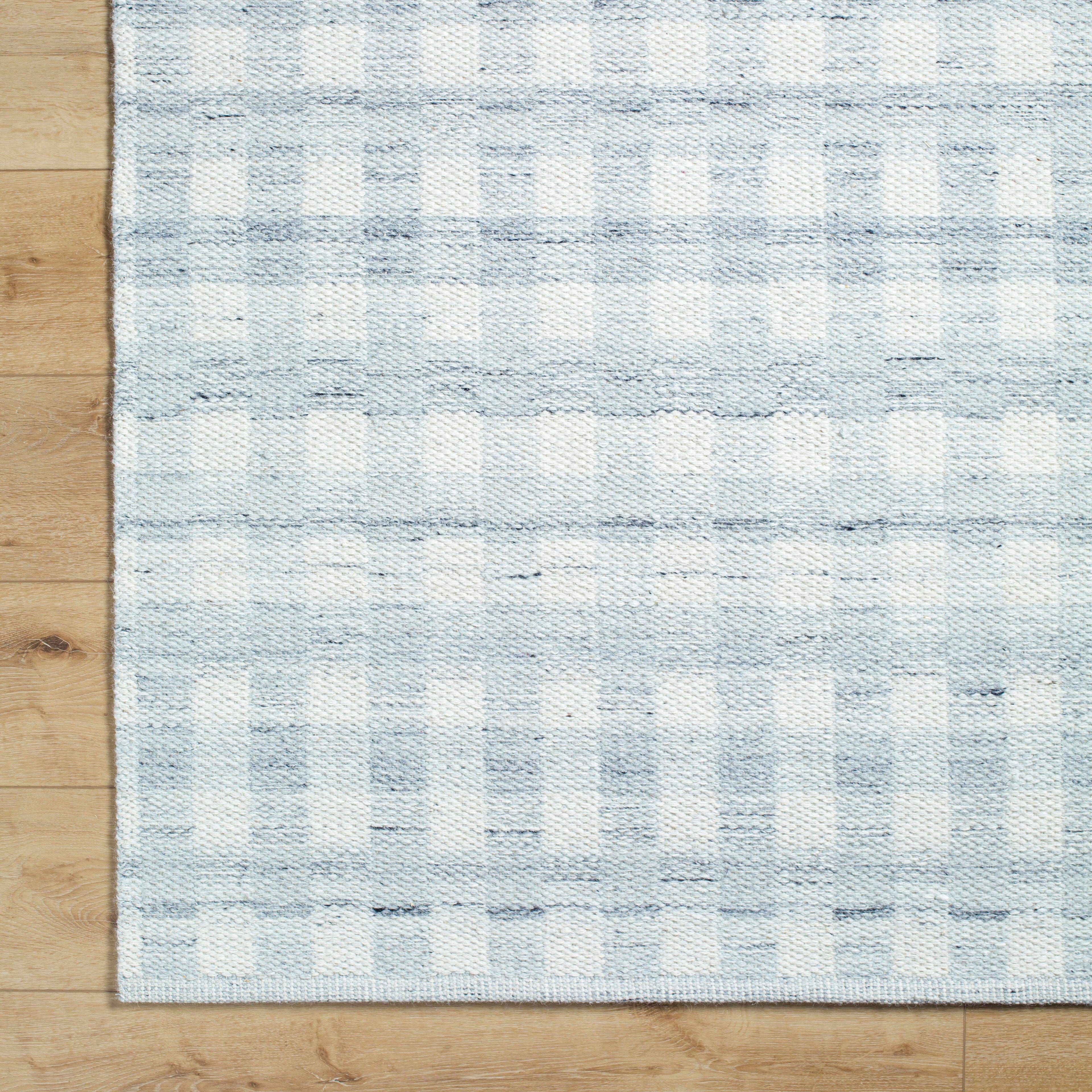 Livabliss Mardin Checkered 2'6" x 8' Area Rug, Ivory/Light Slate, large