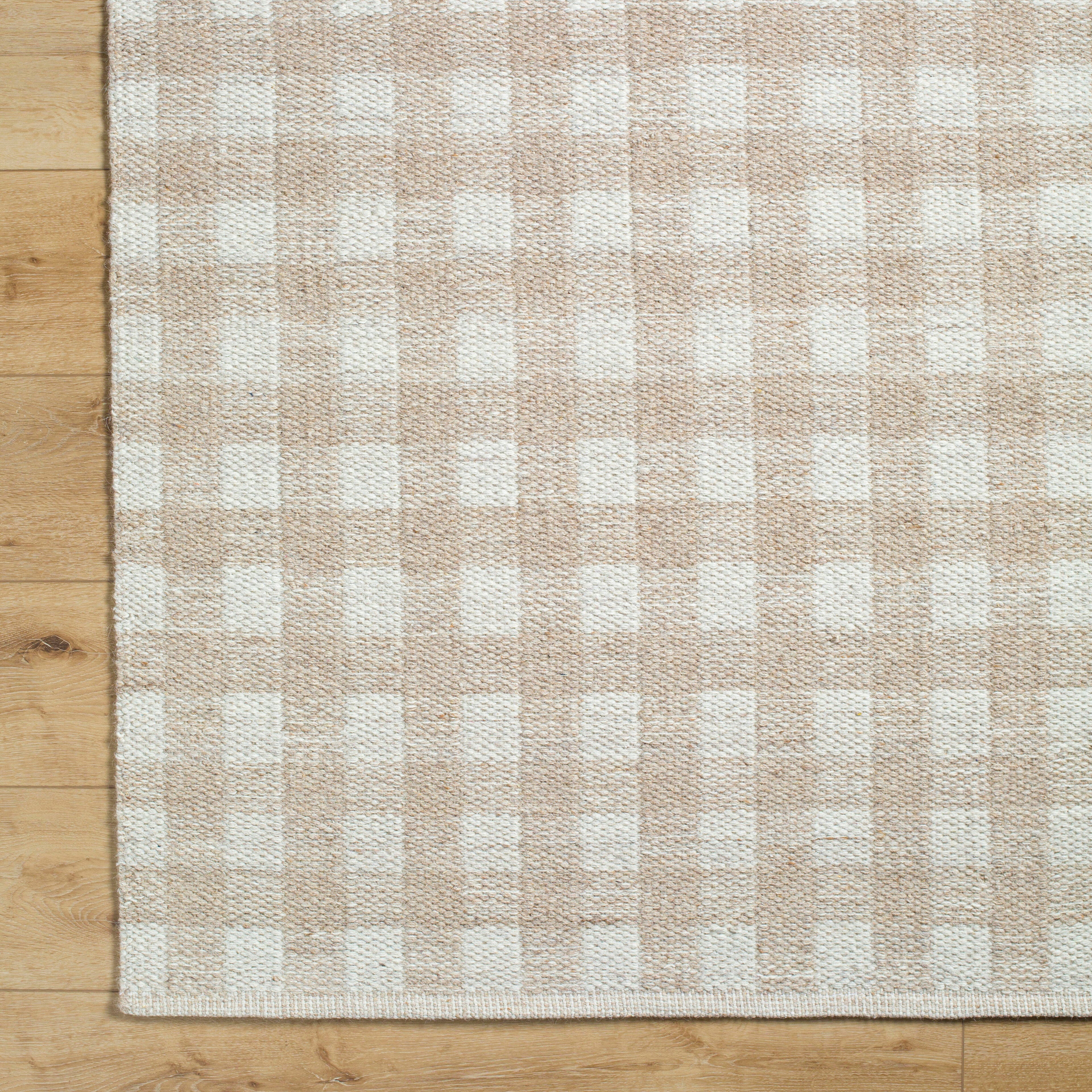 Livabliss Mardin Checkered 3'6" x 5'6" Area Rug, Dark Tan, large