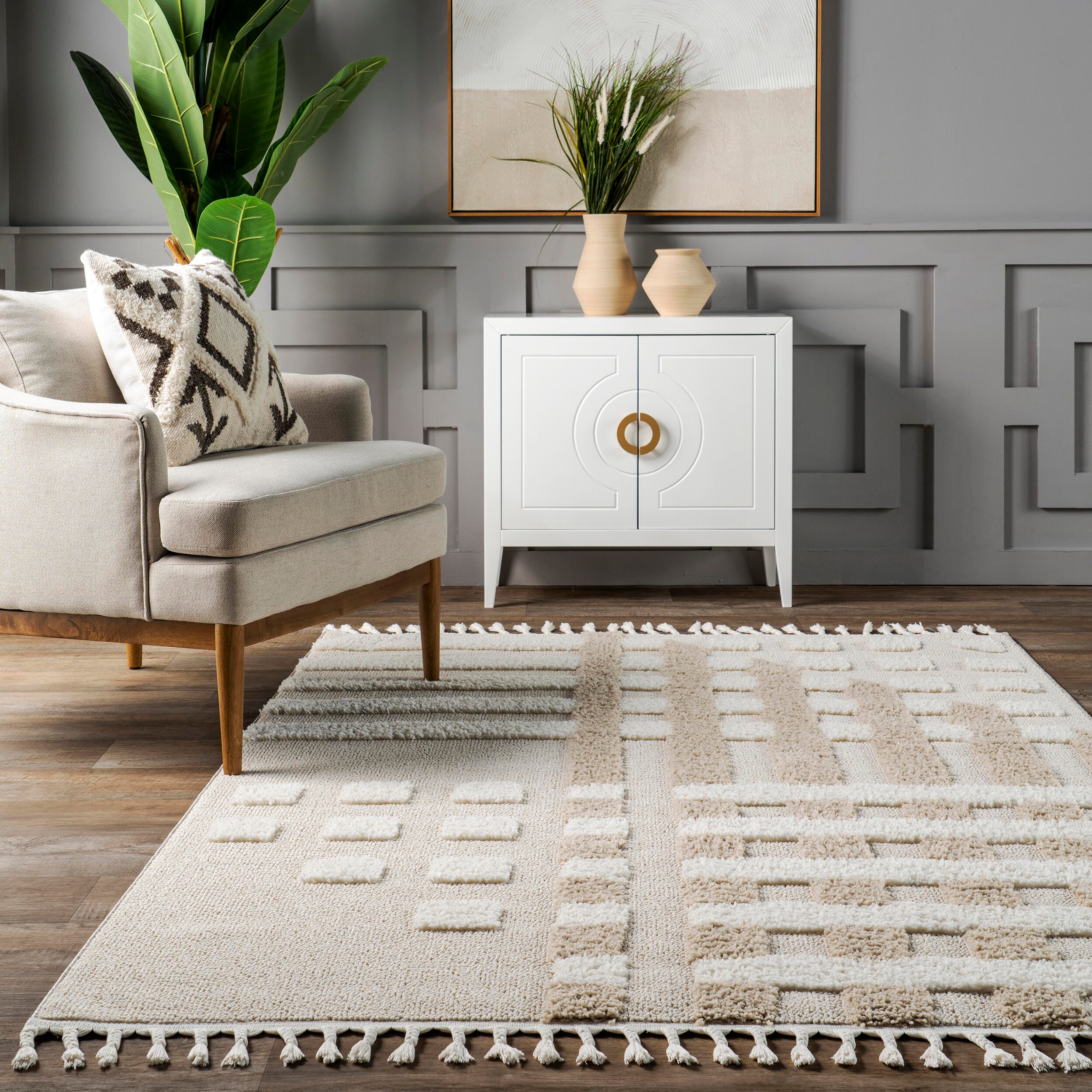 Nuloom Cordelia 5' x 8' Area Rug, Ivory, large