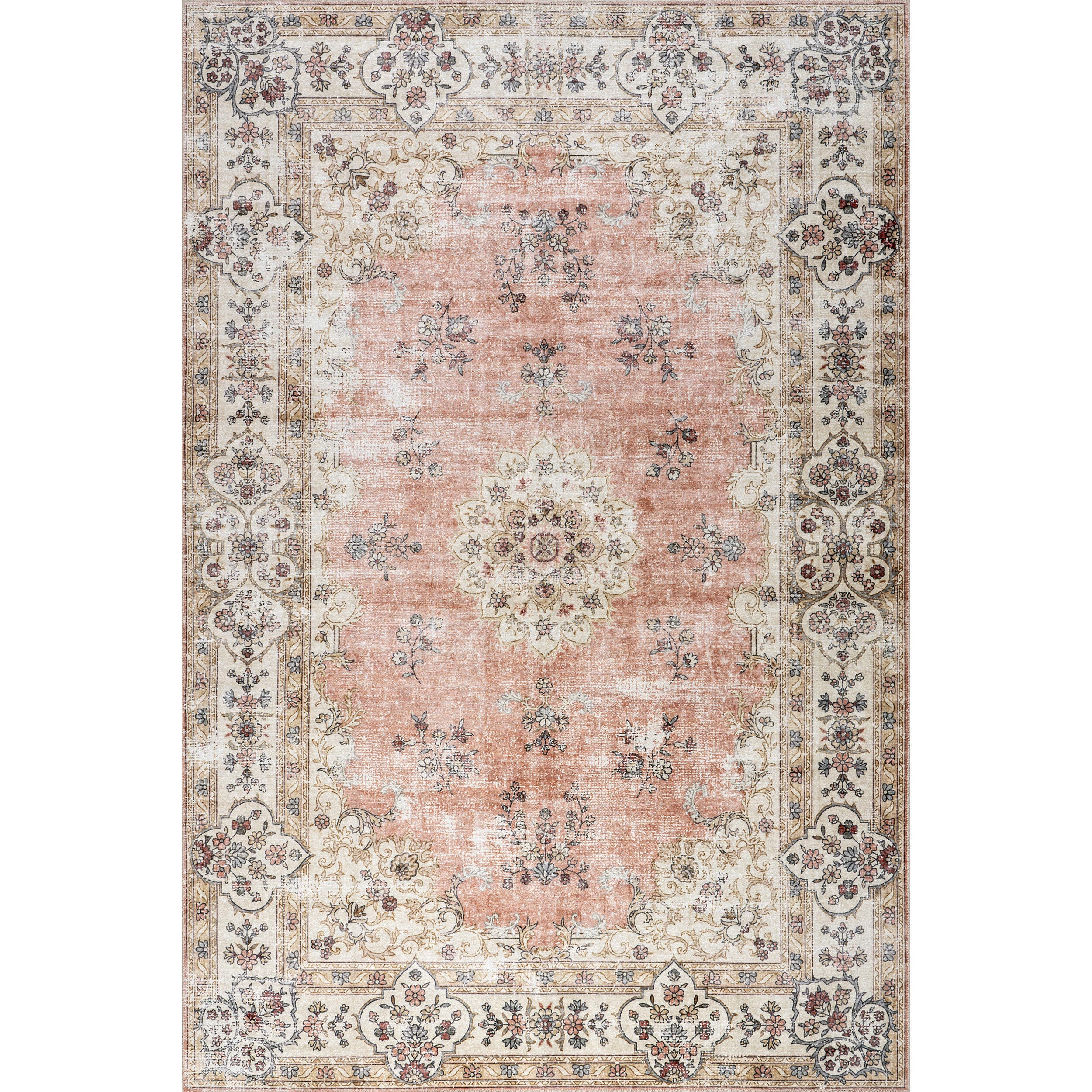 nuLOOM Teja 4' x 6' Area Rug, Peach, large