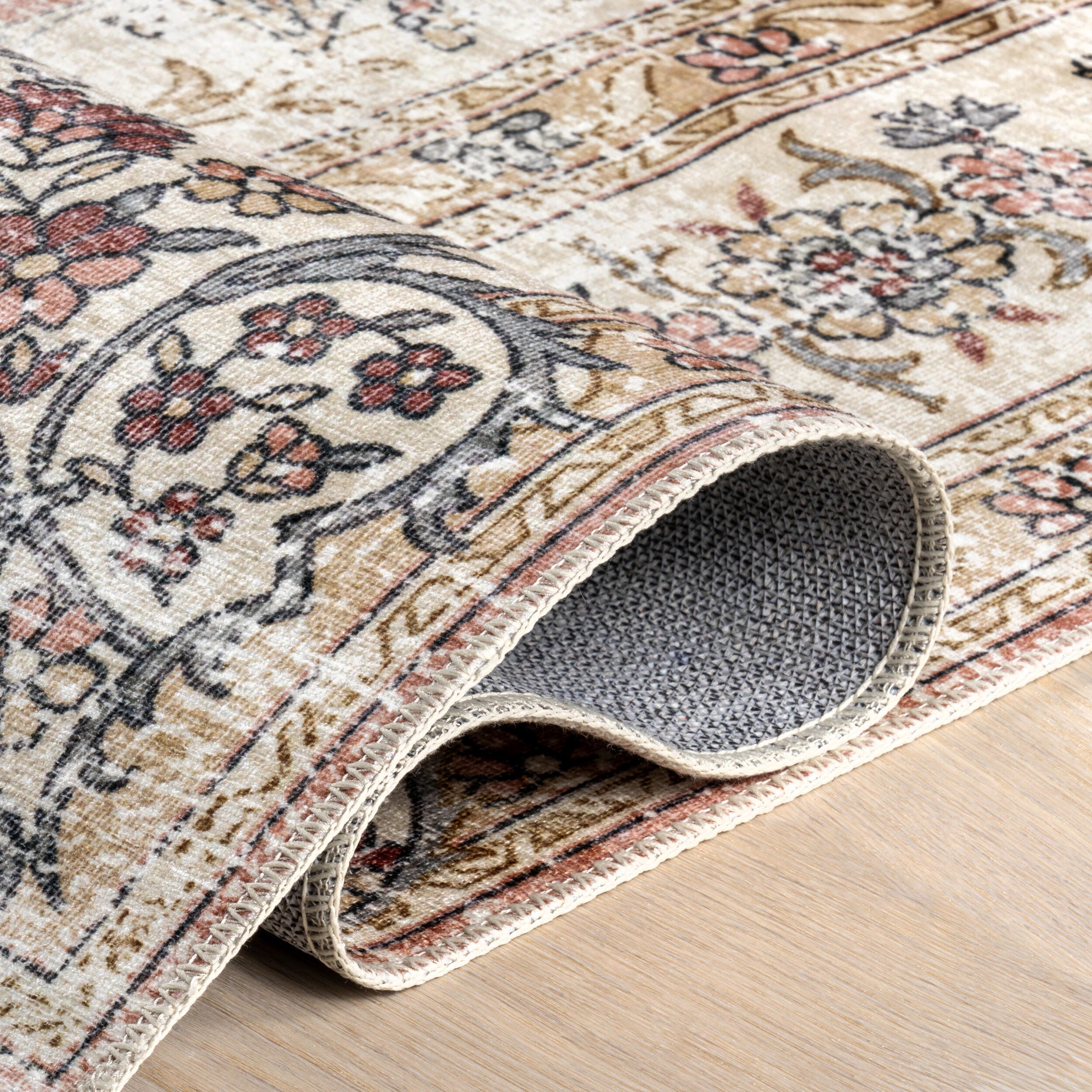 nuLOOM Teja 4' x 6' Area Rug, Peach, large