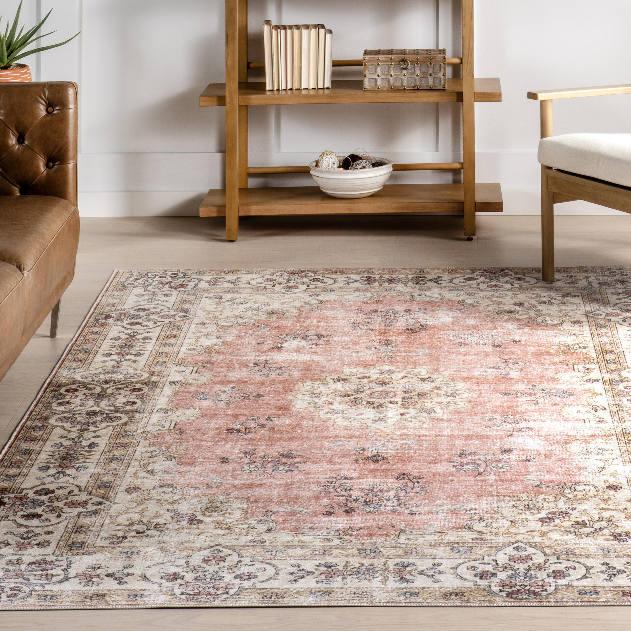 nuLOOM Teja 4' x 6' Area Rug, Peach, large