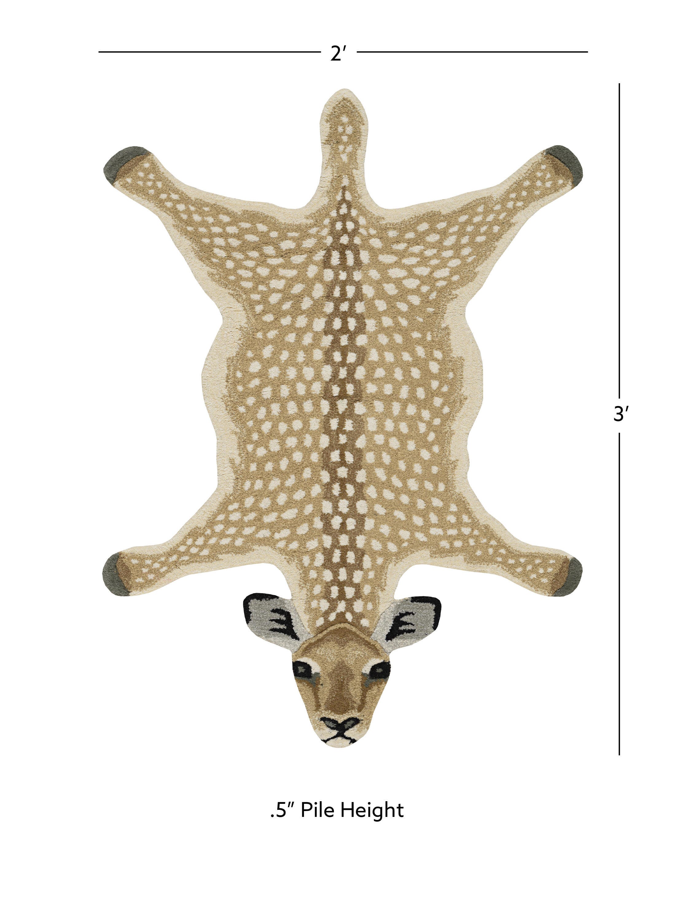 Linon Jungle Antelope 2' X 3' Accent Rug, Beige, large