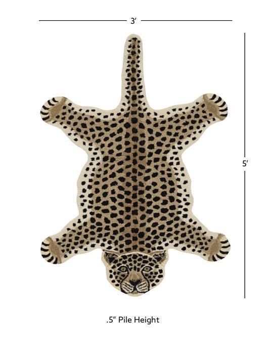 Linon Jungle Cheetah 3' X 5' Accent Rug, Gold/Black, large