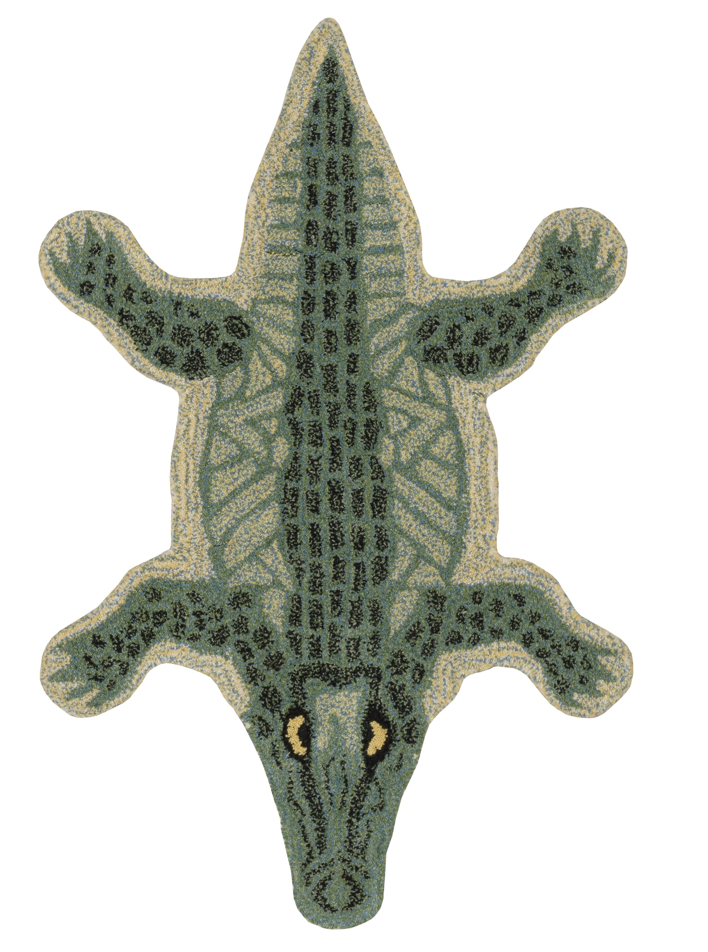 Linon Jungle Crocodile 2' X 3' Accent Rug, Light Green, large