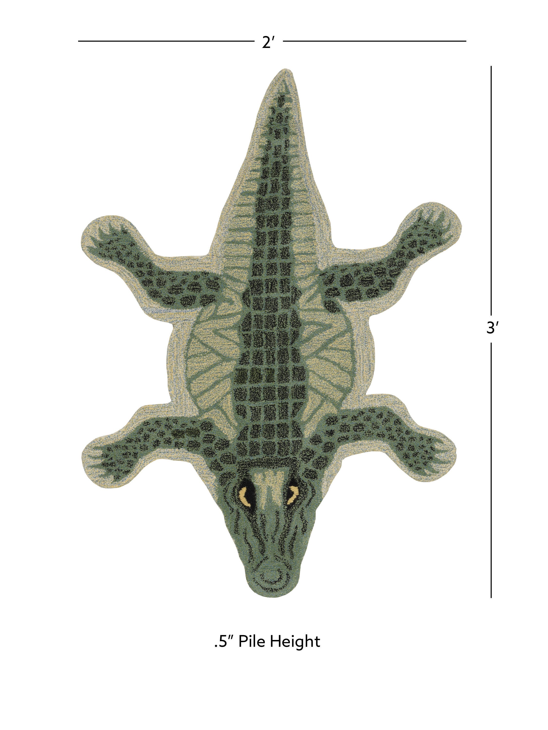 Linon Jungle Crocodile 2' X 3' Accent Rug, Light Green, large