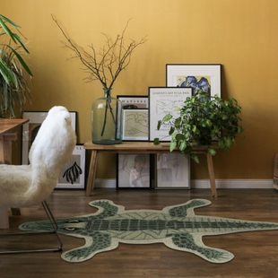 Linon Jungle Crocodile 3' X 5' Accent Rug, Light Green, rollover