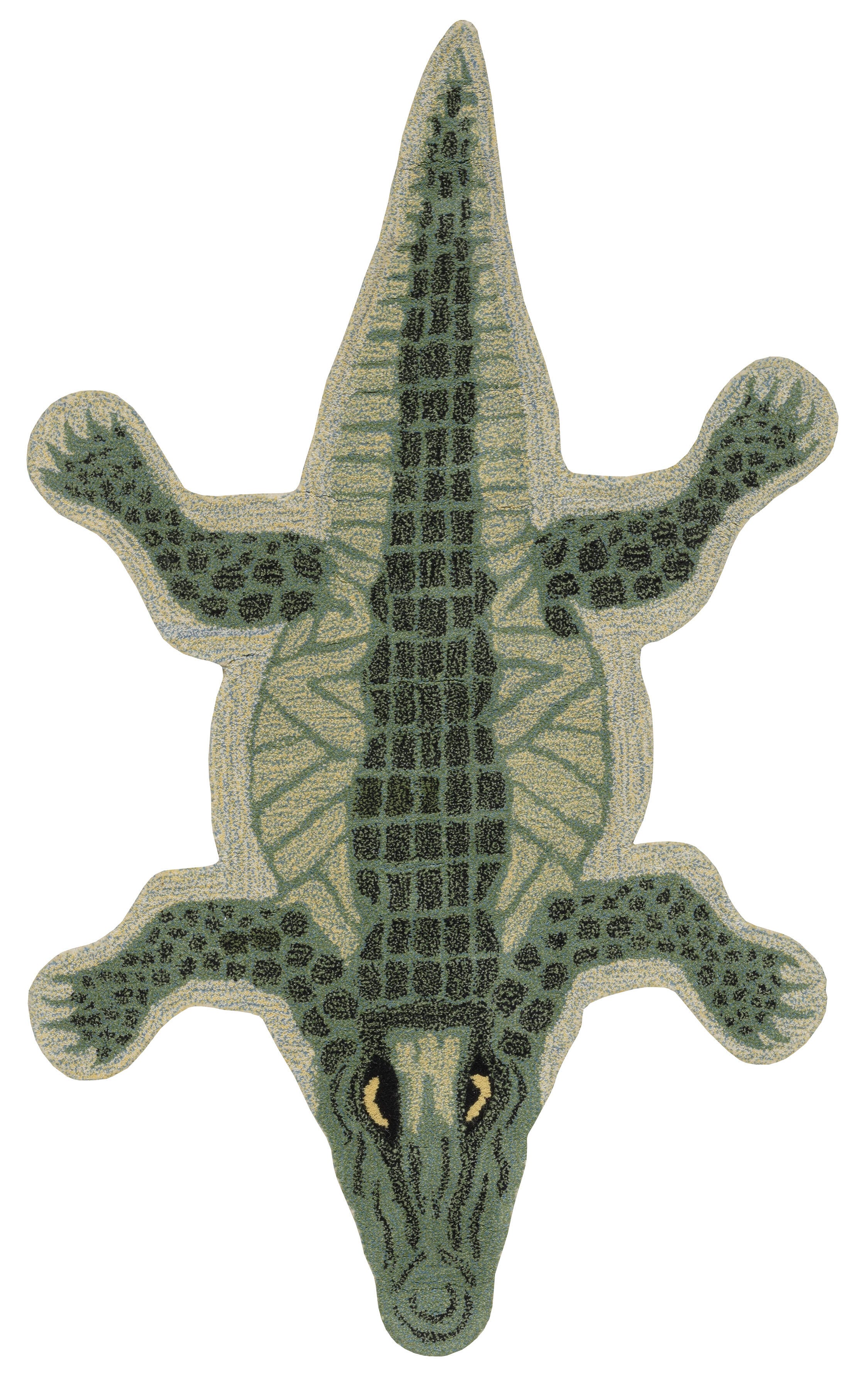 Linon Jungle Crocodile 3' X 5' Accent Rug, Light Green, large