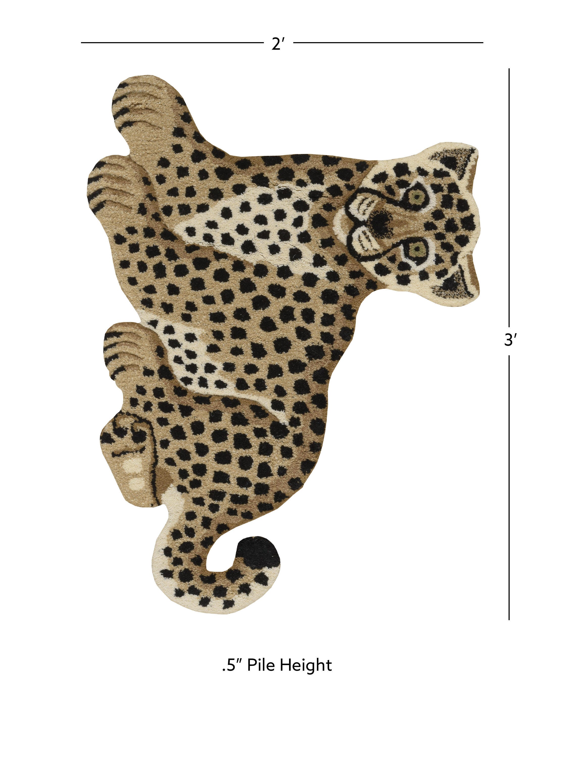 Linon Jungle Sitting Cheetah 2' X 3' Accent Rug, , large