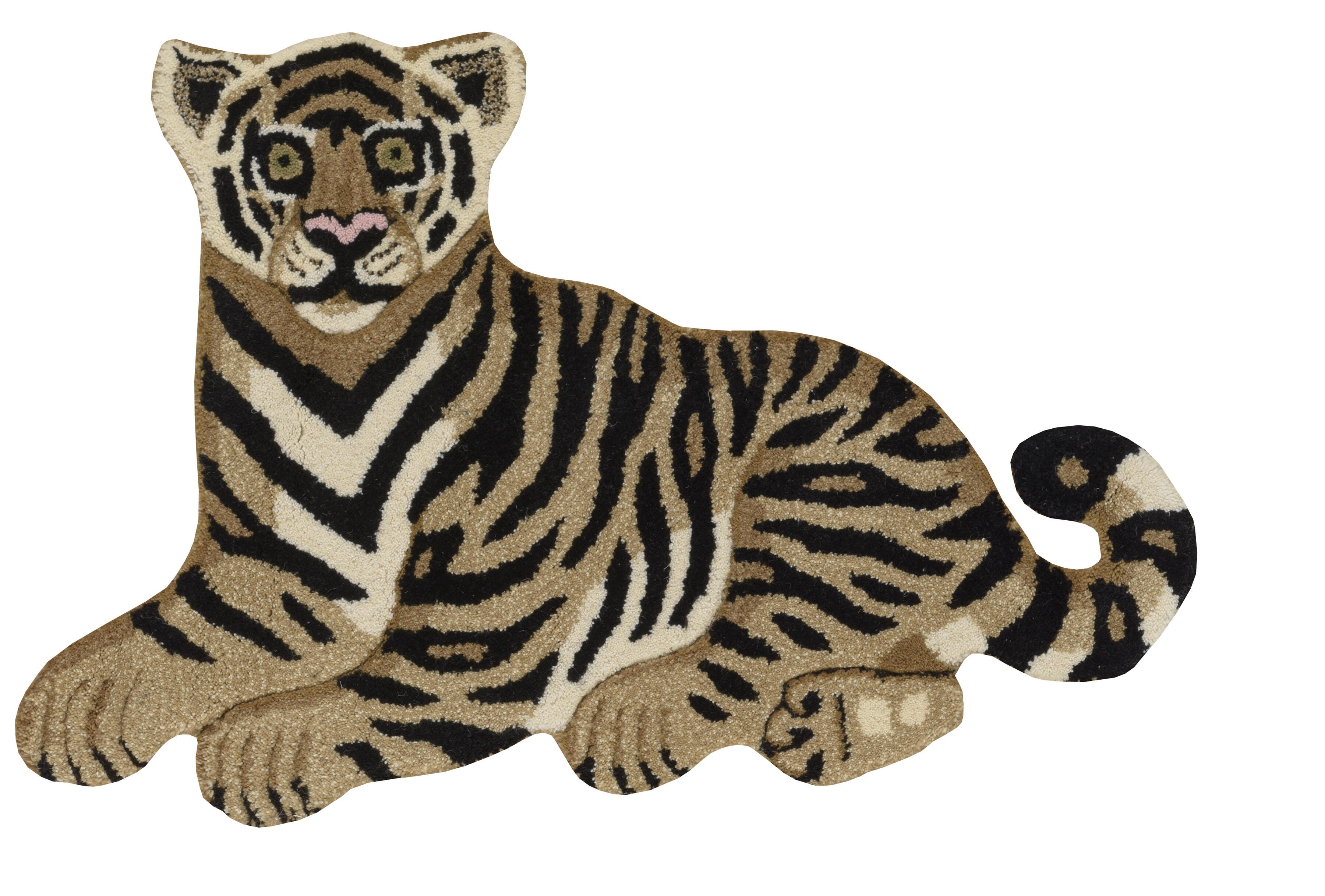 Linon Jungle Sitting Tiger 2' X 3' Accent Rug, , large