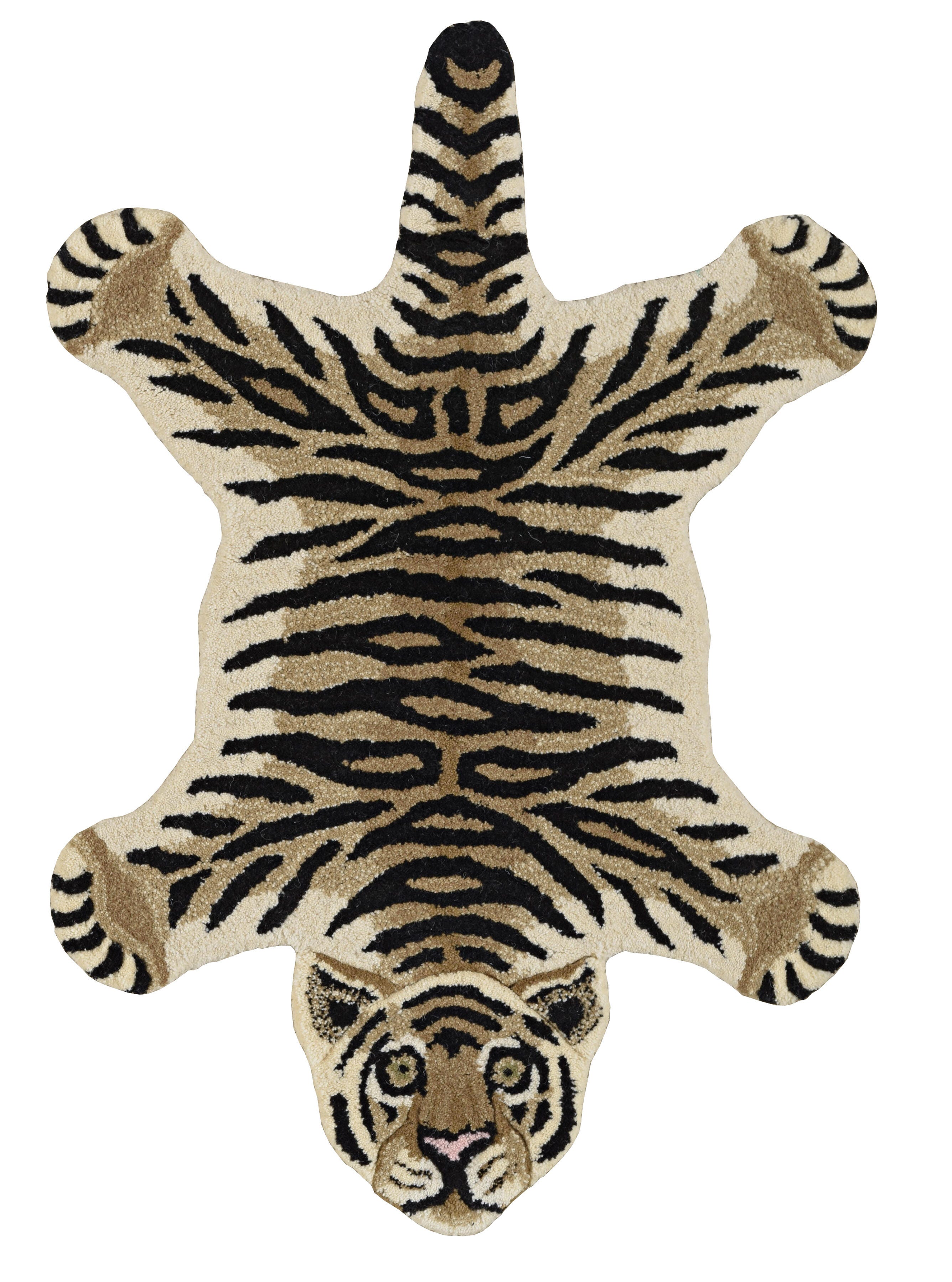 Linon Jungle Tiger 2' X 3' Accent Rug, Beige/Black, large