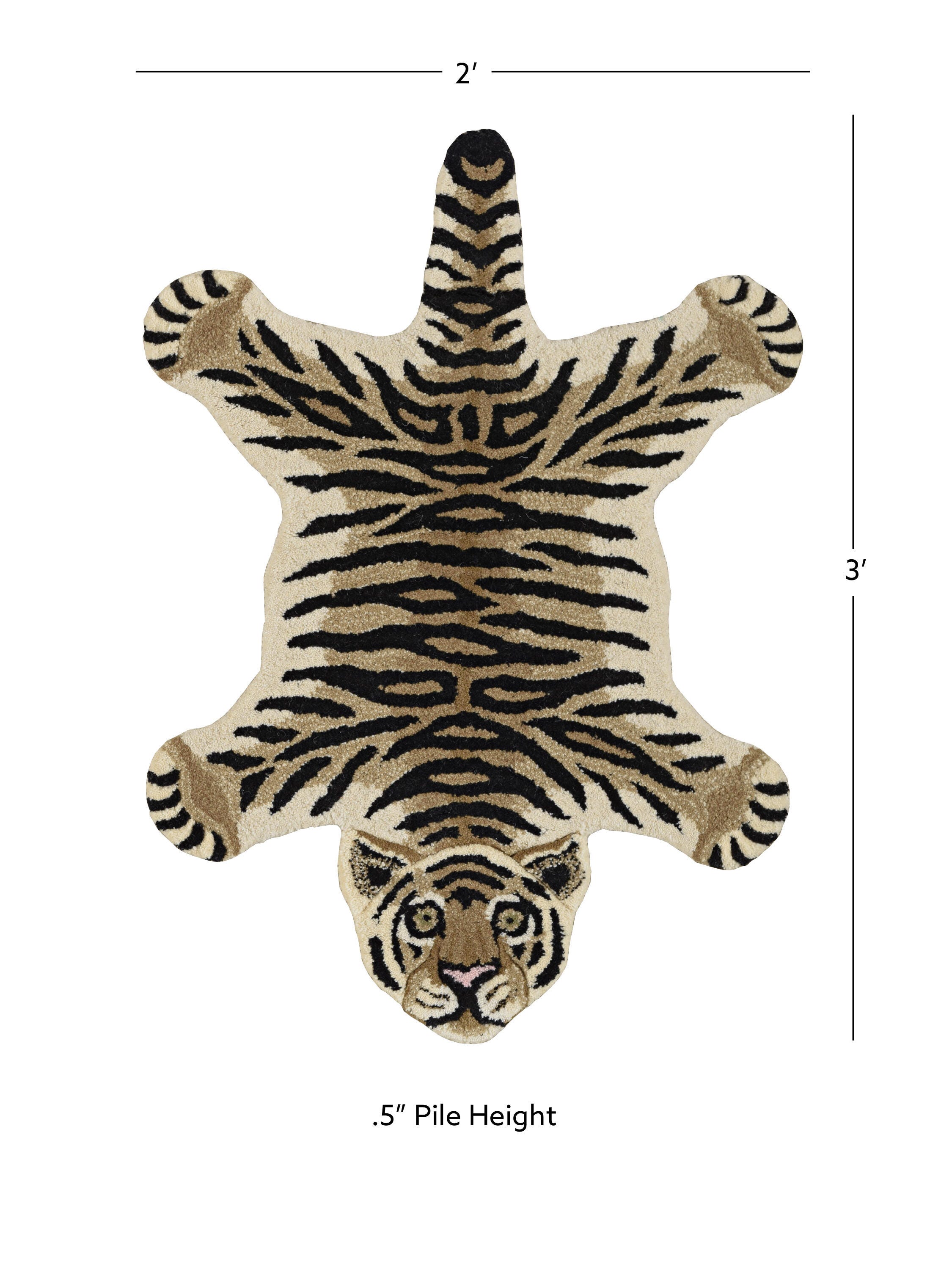 Linon Jungle Tiger 2' X 3' Accent Rug, Beige/Black, large