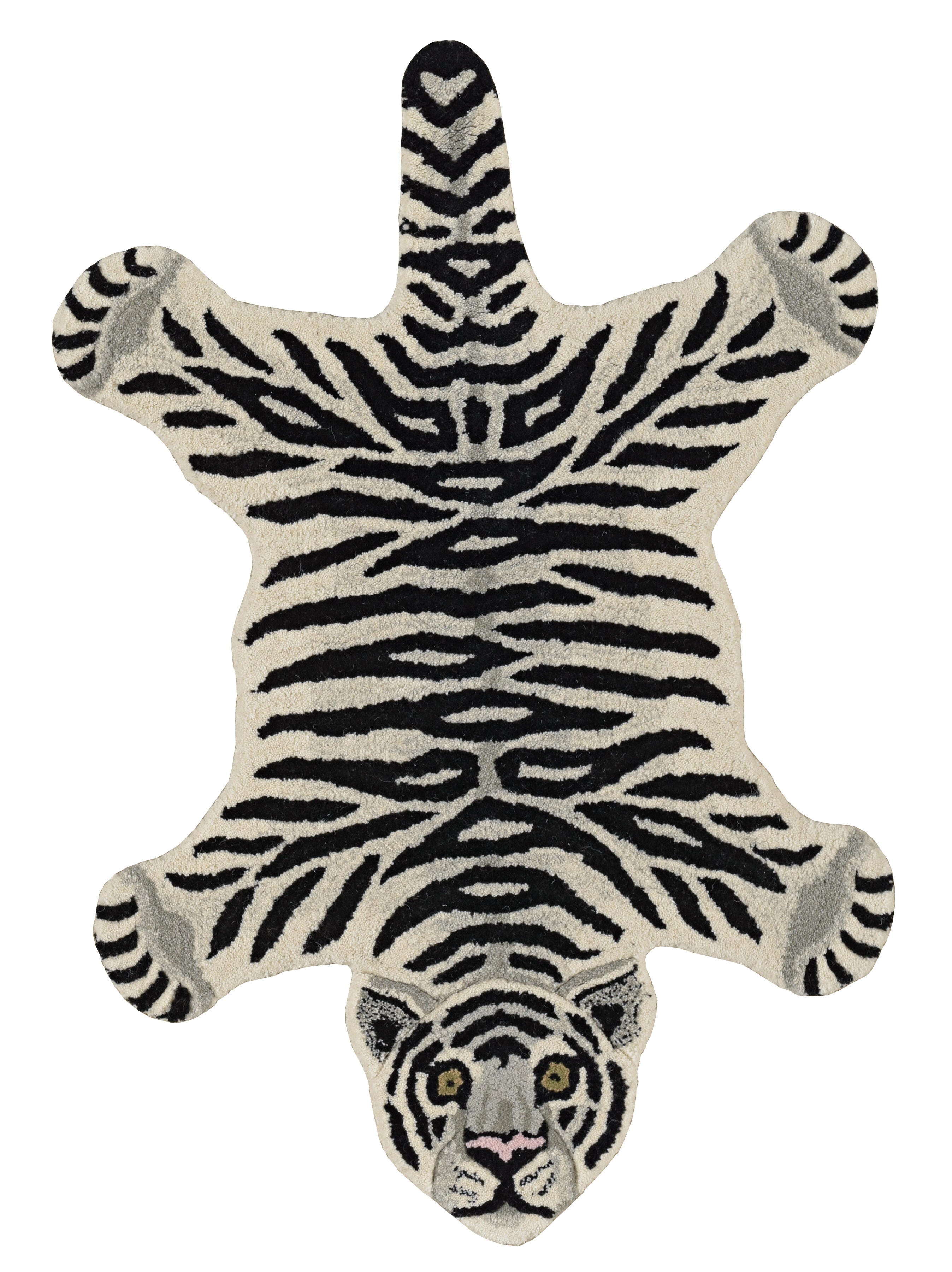 Linon Jungle Tiger 2' X 3' Accent Rug, White, large