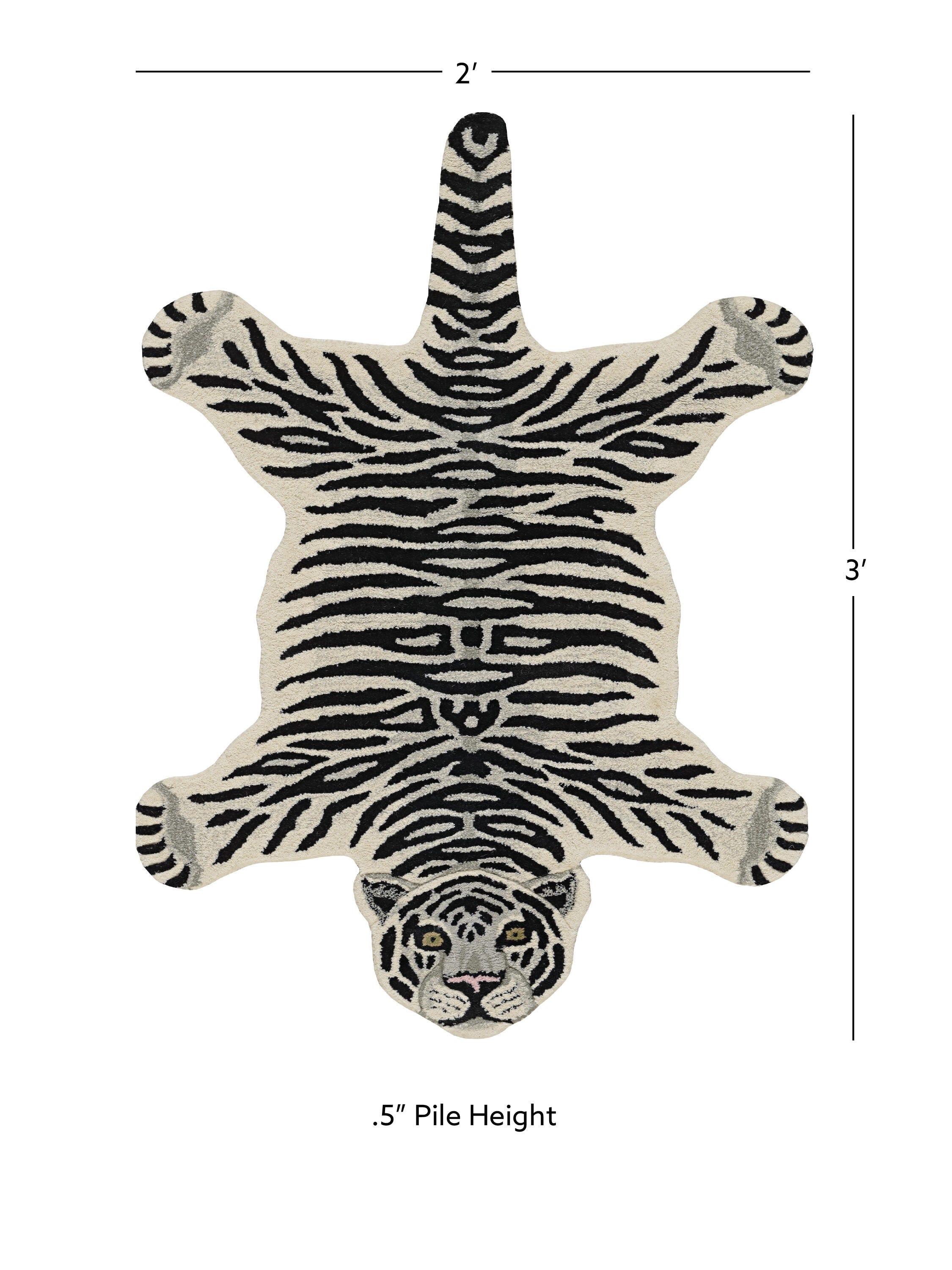 Linon Jungle Tiger 2' X 3' Accent Rug, White, large
