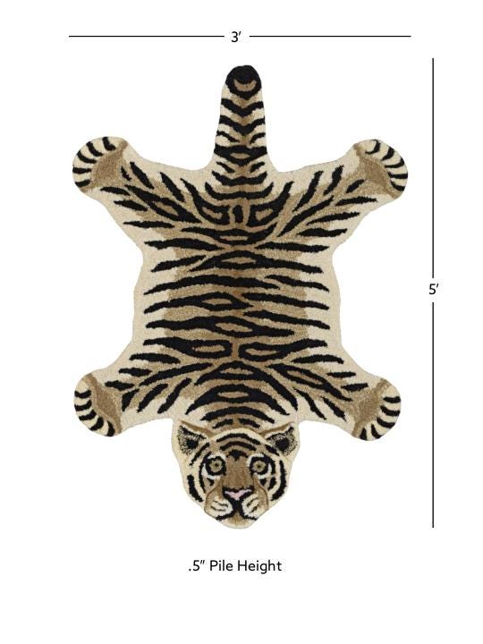 Linon Jungle Tiger 3' X 5' Accent Rug, Gold/Black, large
